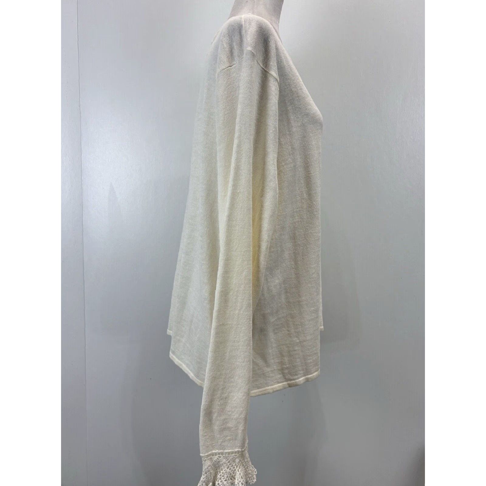 Ralph Lauren VINTAGE Lauren Ralph Lauren Women's Sweater Pullover Knit Long Sleeve Plus 3X Ivory Coastal Spring Summer Beach Classic Lightweight Breathable Size XXL / US 16-18 / IT 52-54 - 4 Thumbnail