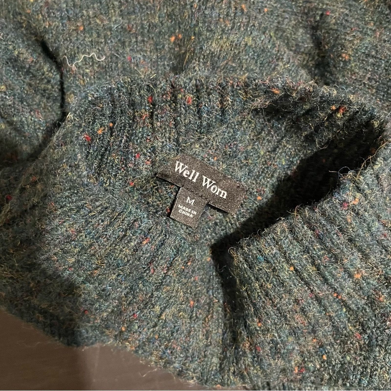Other Well Worn Women's Mock Neck Nep Yarn Sweater, Green, Size M Size M / US 6-8 / IT 42-44 - 5 Thumbnail