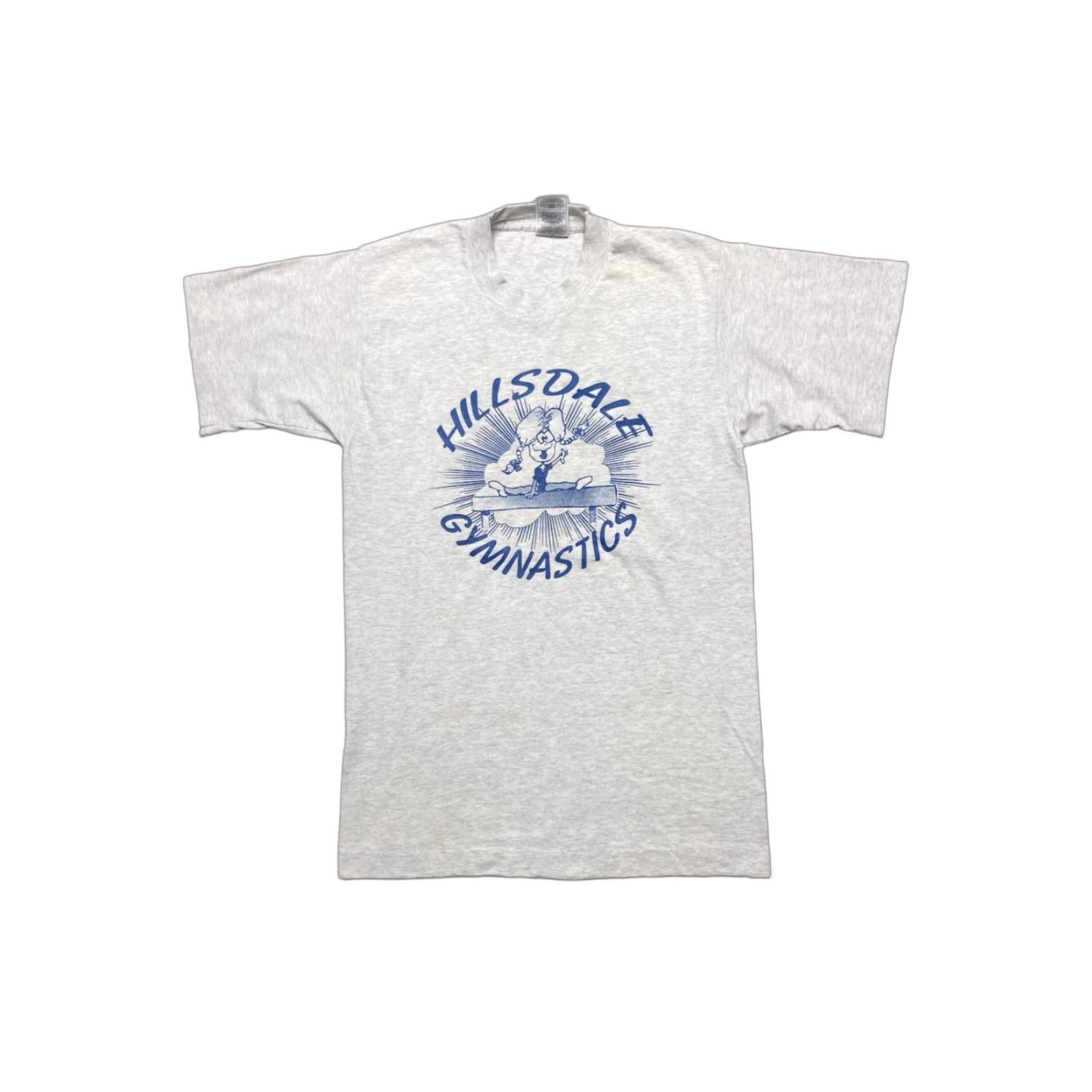 Vintage VINTAGE 90s graphic T-Shirt Hillsdale gymnastics Michigan single stitch Small Mens Gray Size US S / EU 44-46 / 1 - 1 Thumbnail