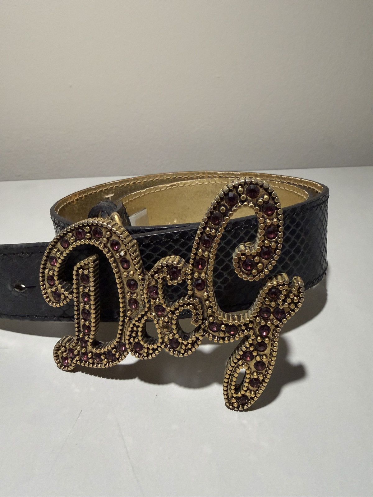 Dolce & Gabbana Dolce & Gabbana Rhinestone DG Buckle Belt Size ONE SIZE - 2 Thumbnail