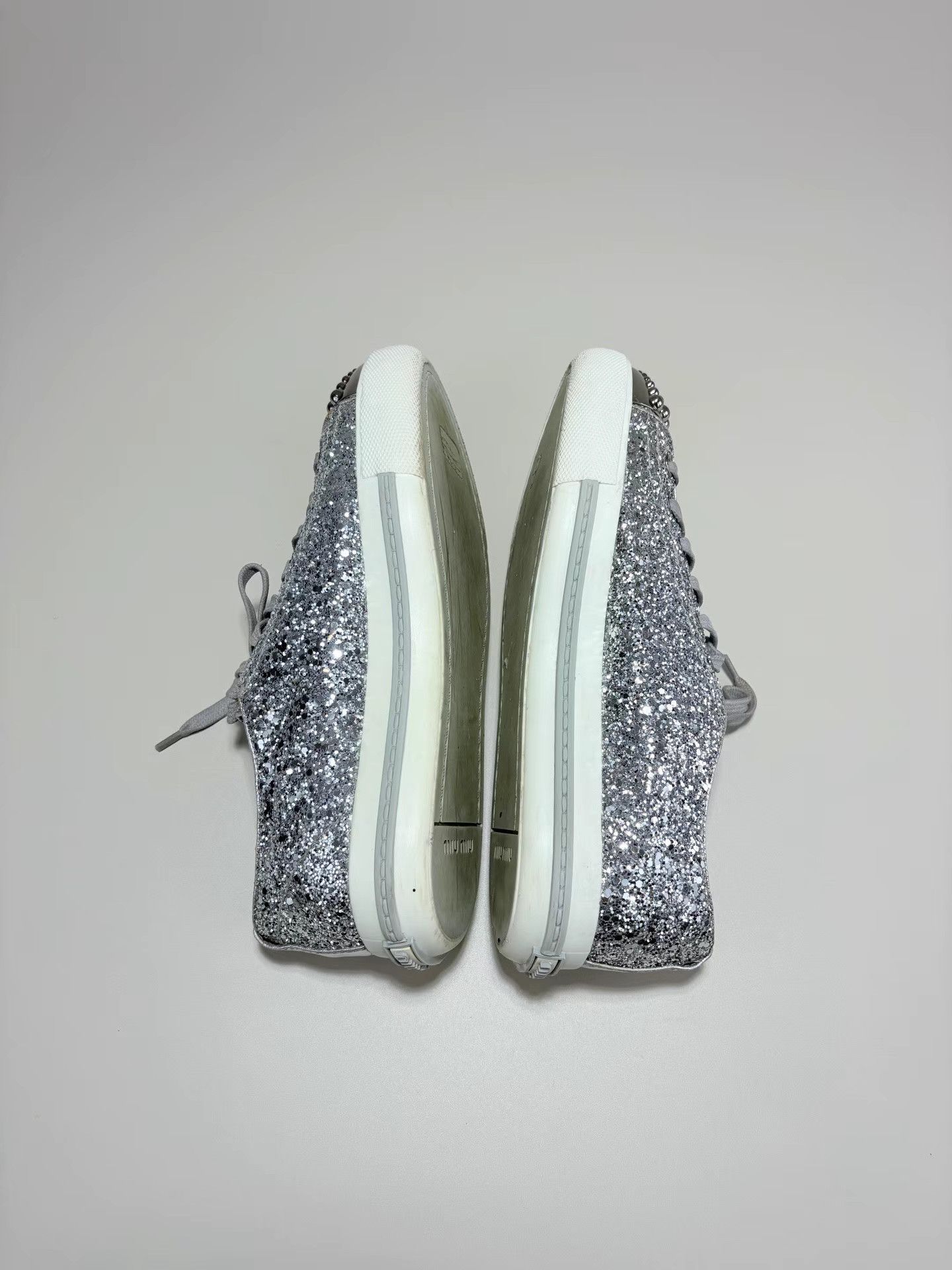 Miu Miu MIUMIU Crystal & Glitter Low-Top Sneakers K1 Size US 8 / IT 38 - 4 Thumbnail