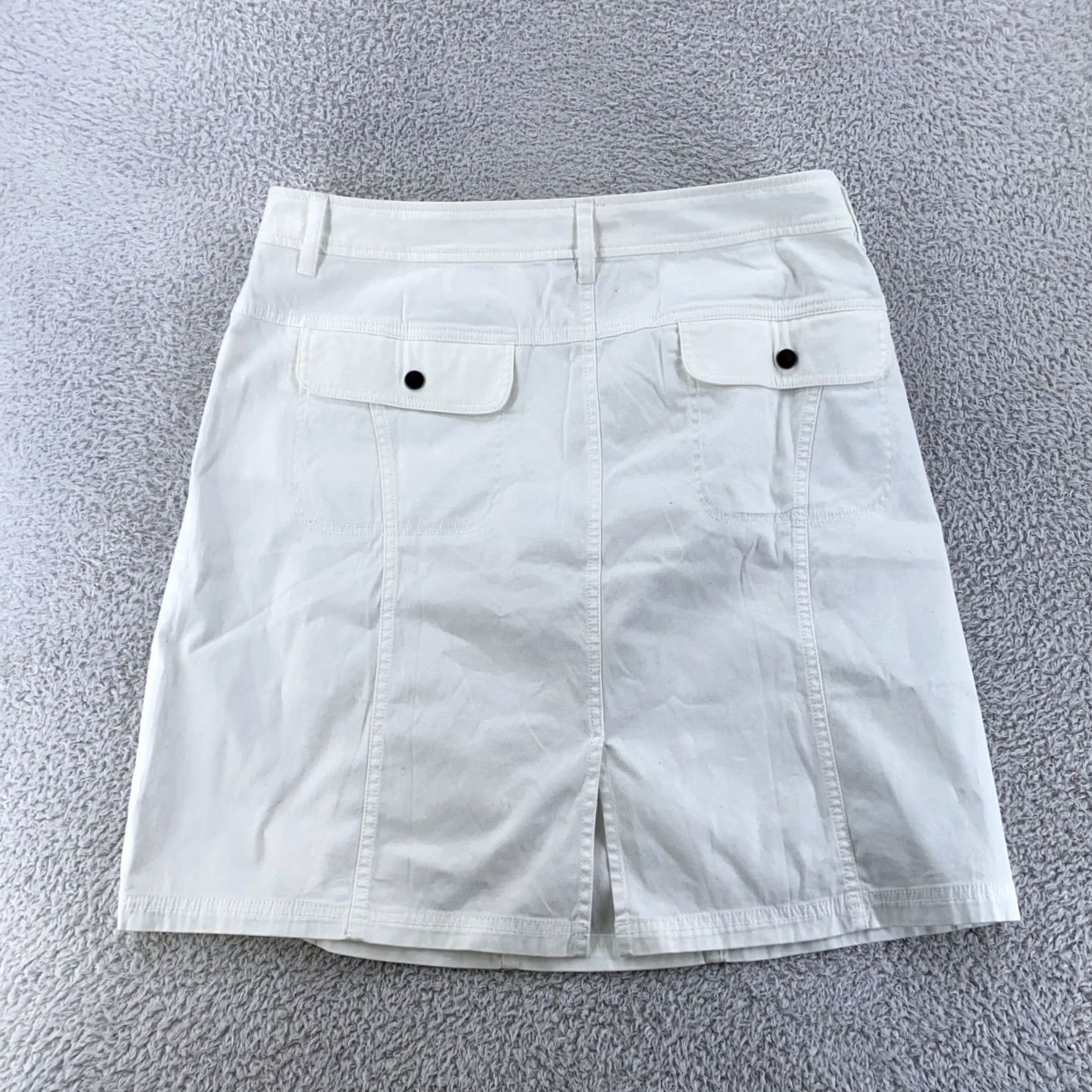 Orvis Orvis Pencil Mini Skirt Women 16 White Denim Super Stretch Vented Back Size 38" / US 16 / IT 52 - 2 Thumbnail