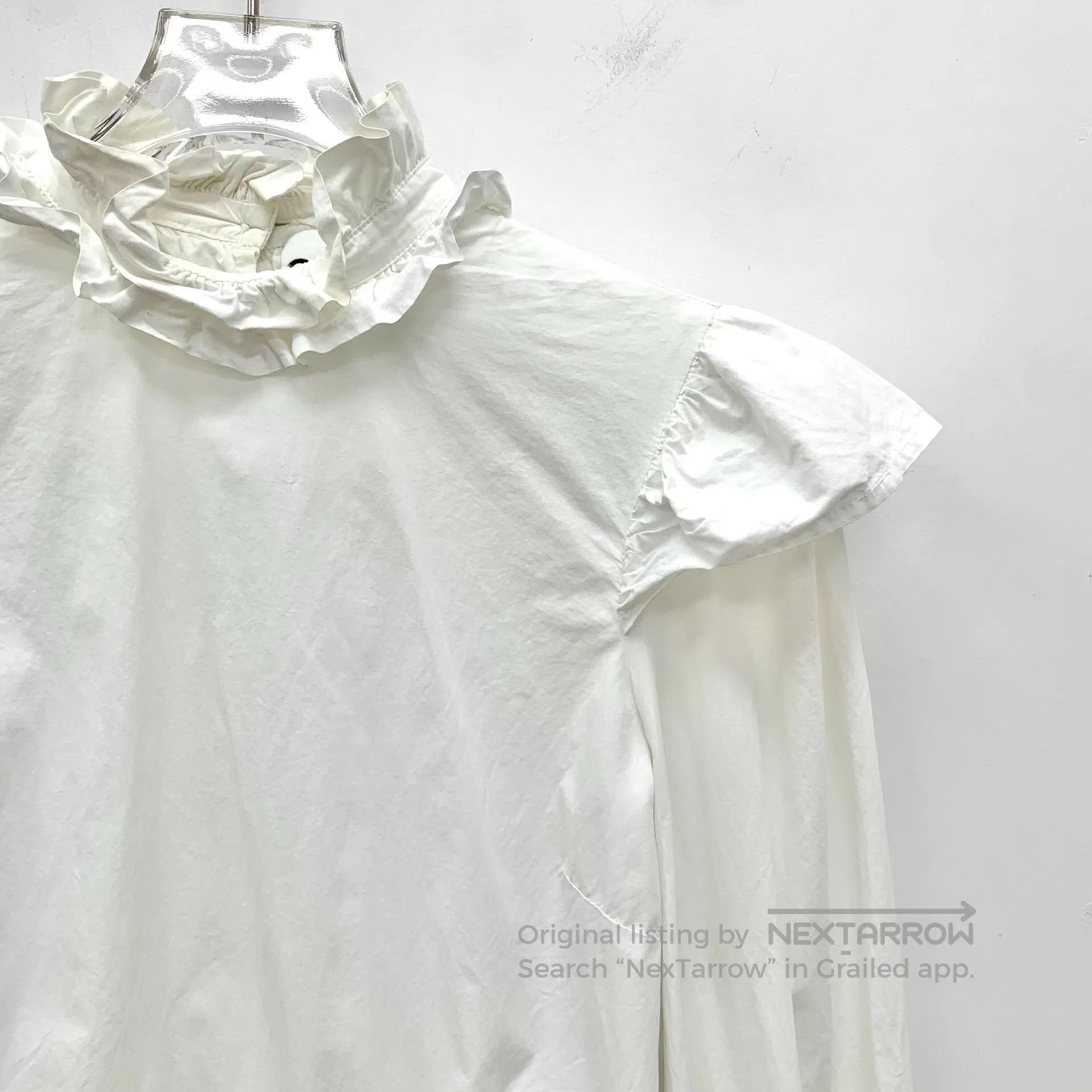 Ganni Ganni White lace design cotton long sleeve shirt| Size XS / US 0-2 / IT 36-38 - 3 Thumbnail