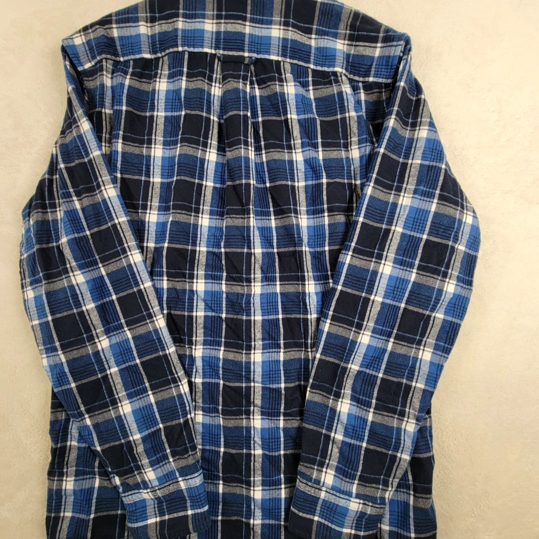 Lands' End Lands' End Button-Up Shirt Mens Flannel Blue Small Long Sleeve Winter Plaid Pocket Regular Fit 14-14.5 neck Collared Button-Up Mens Size US S / EU 44-46 / 1 - 4 Thumbnail