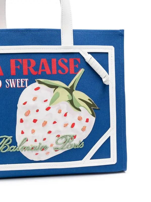 Balmain o1s1wg111225 Size:OS/La Fraise Tote Bag in Blue/White Size ONE SIZE - 3 Thumbnail