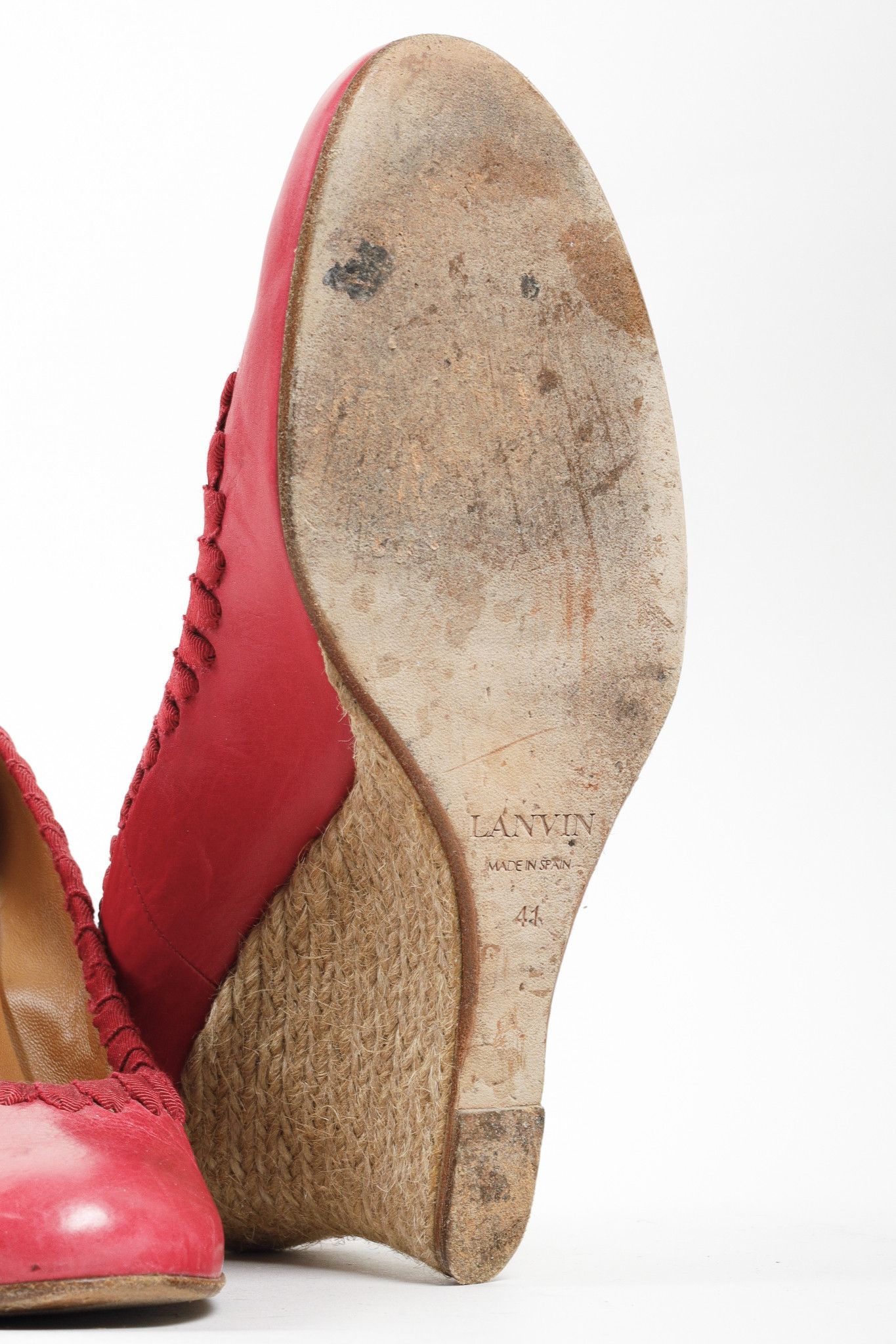 Lanvin Lanvin Pink Leather Ribbon Accent Wedge Espadrilles Size US 10.5 / IT 40.5 - 5 Thumbnail