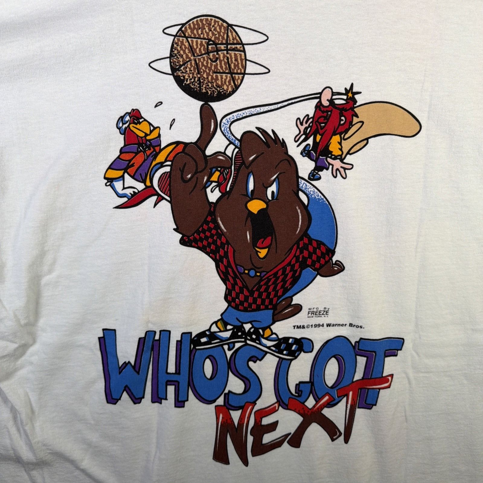 Warner Bros Vintage Looney Tunes Shirt Mens XL White 90s USA AOP Hip Hop Size US XL / EU 56 / 4 - 10 Thumbnail