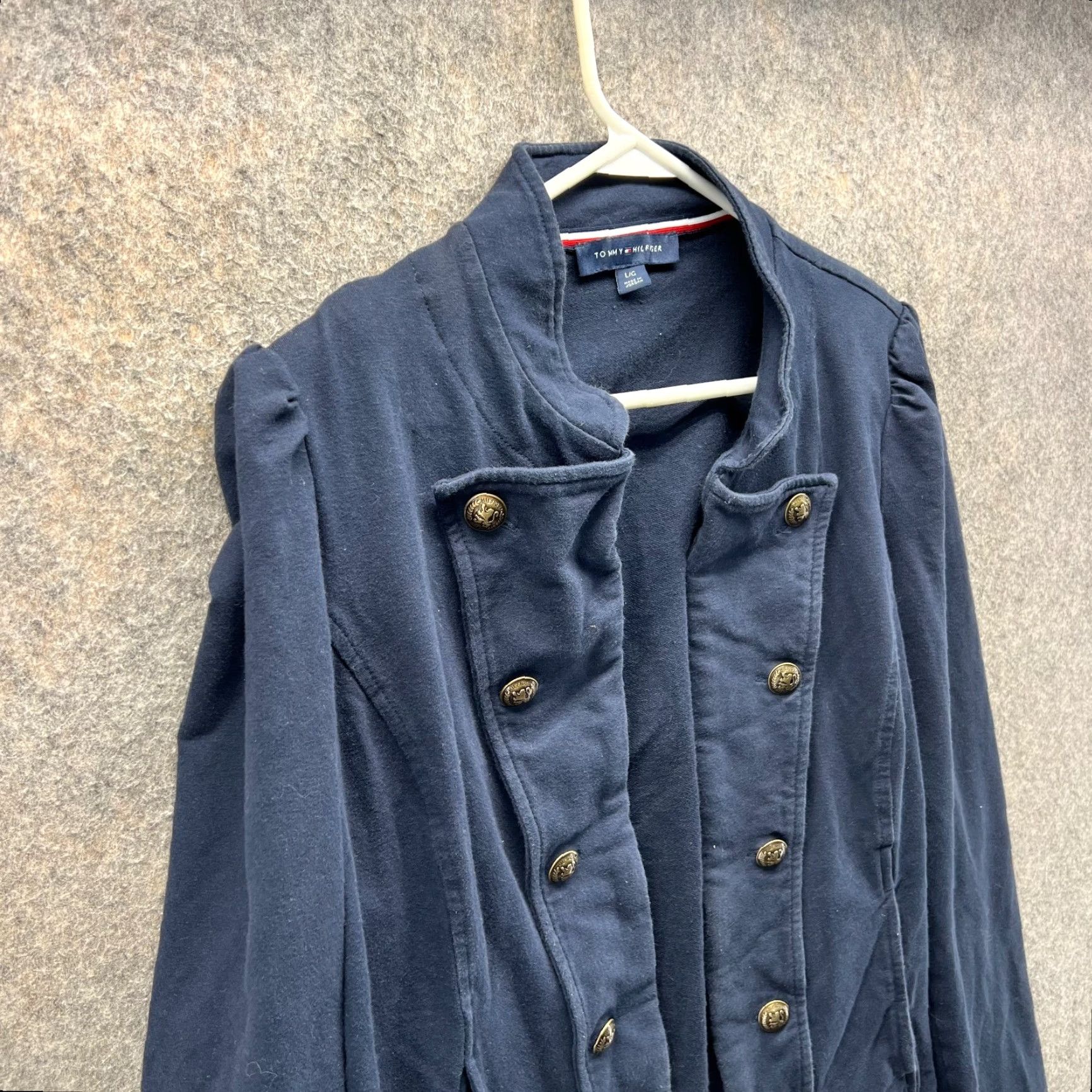 Tommy Hilfiger VINTAGE Tommy Hilfiger Jacket Womens Large Blue Gold Military Band Double Breasted Vtg Jacket Women Large Blue Gold Military Style Size L / US 10 / IT 46 - 3 Thumbnail