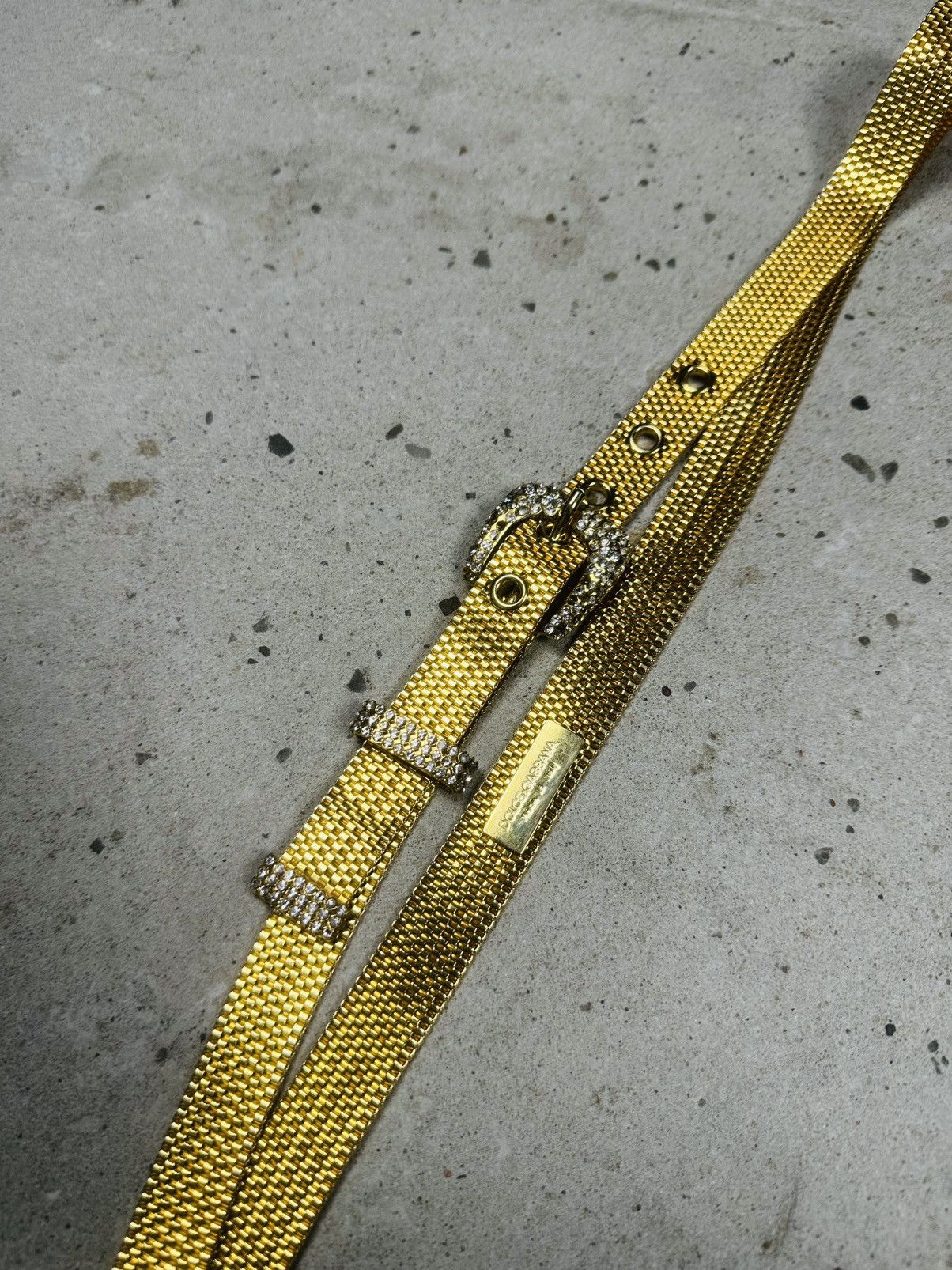 Dolce & Gabbana Dolce & Gabbana Gold Crystal Rhinestones Mesh Belt Size 36 - 1 Thumbnail