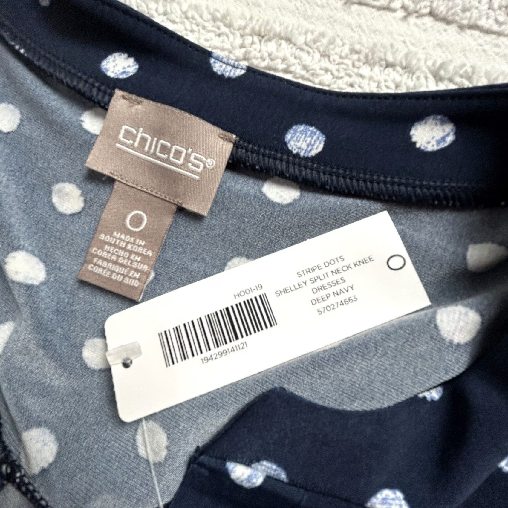 Vintage Chico's Womens Sleeveless Dress Stripe Polka Dot Blue 0 NWT Shelley Split Neck Knee Length Dress Size XS / US 0-2 / IT 36-38 - 3 Thumbnail