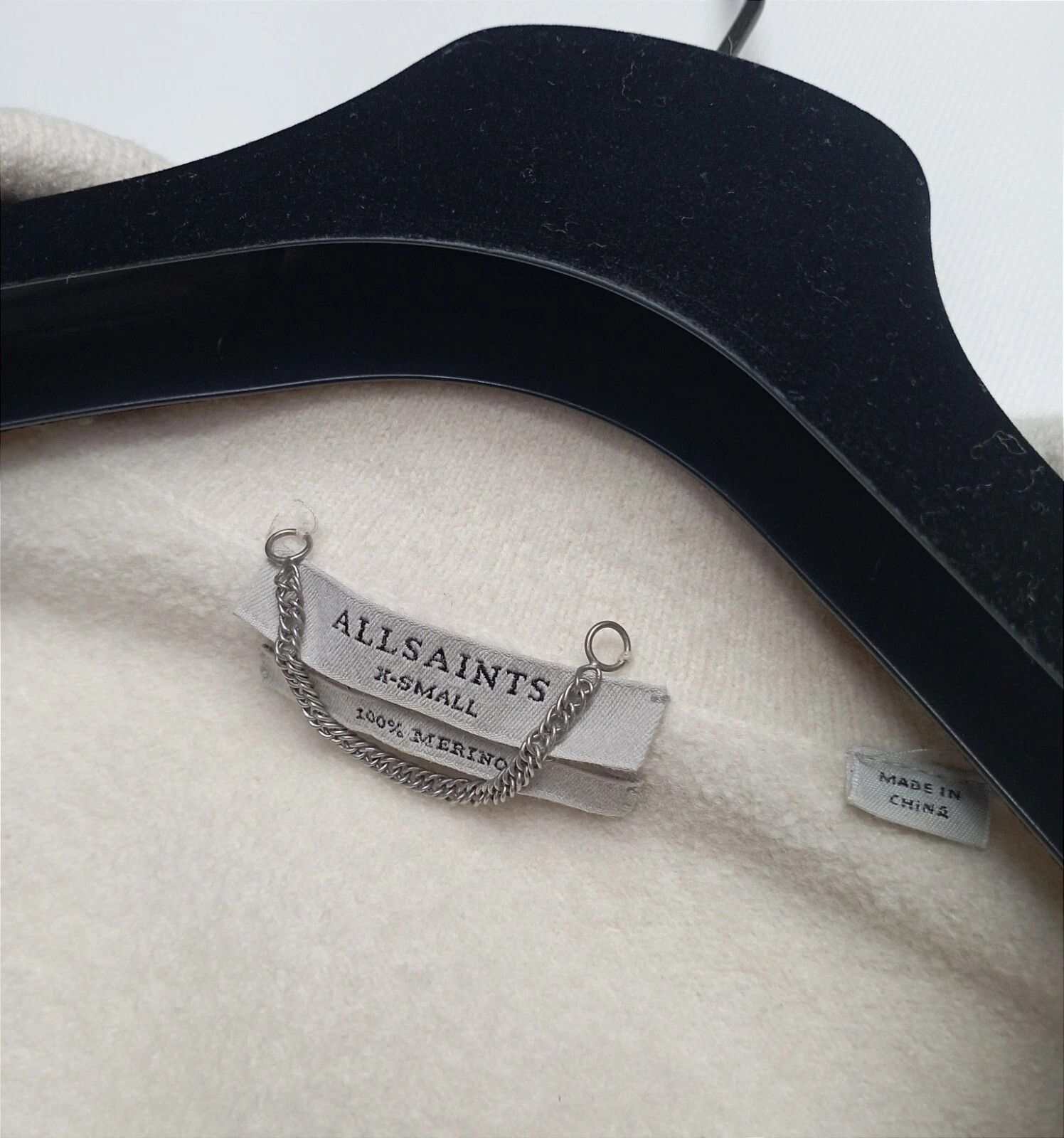 Allsaints AllSaints Robyn Biker Merino Wool Jacket Ivory – Size XS–S Size XS / US 0-2 / IT 36-38 - 9 Thumbnail