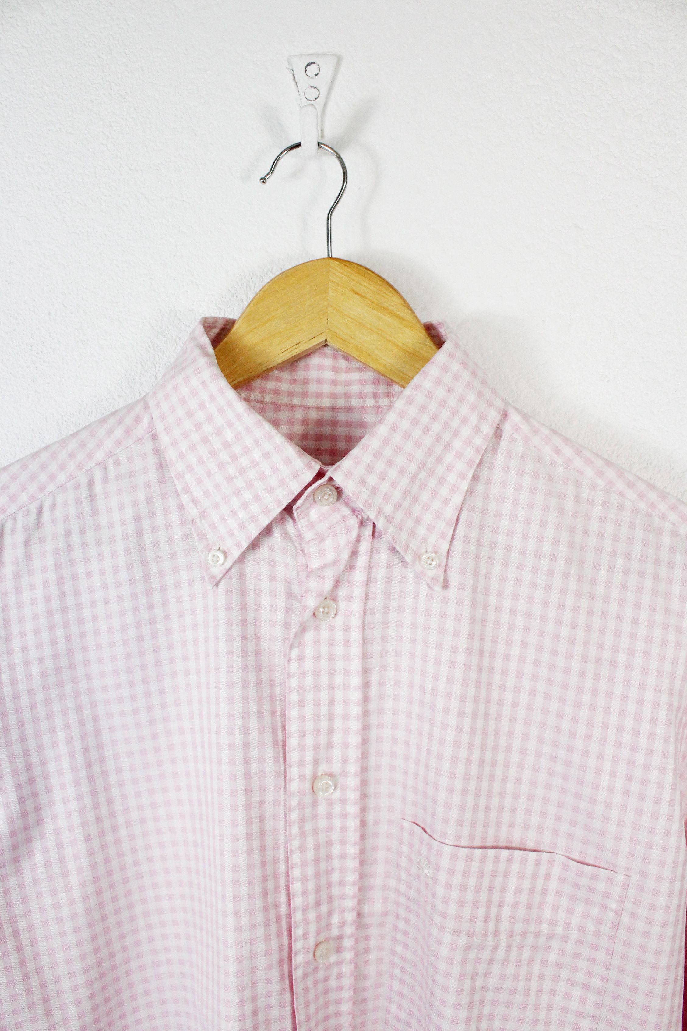 Burberry Vintage Burberry Knight Logo Pink Check Oxford Shirt Size US XL / EU 56 / 4 - 2 Thumbnail