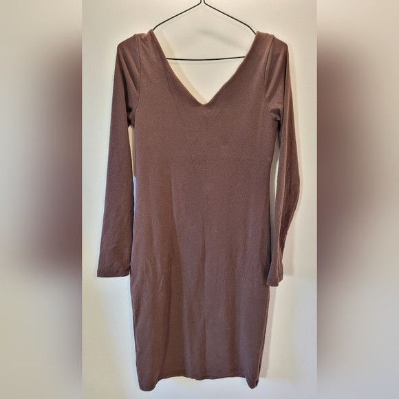 James Perse James Perse Standard Deep V Neck Brown Dress - Size 2 Size M / US 6-8 / IT 42-44 - 4 Thumbnail