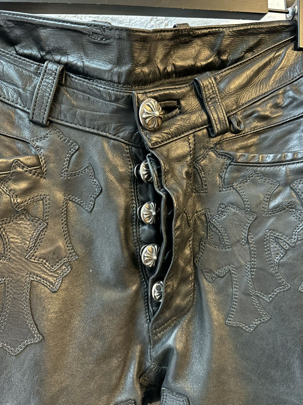 Chrome Hearts CHROME HEARTS FLOODED CROSS PATCH LEATHER PANTS Size US 32 / EU 48 - 2 Thumbnail