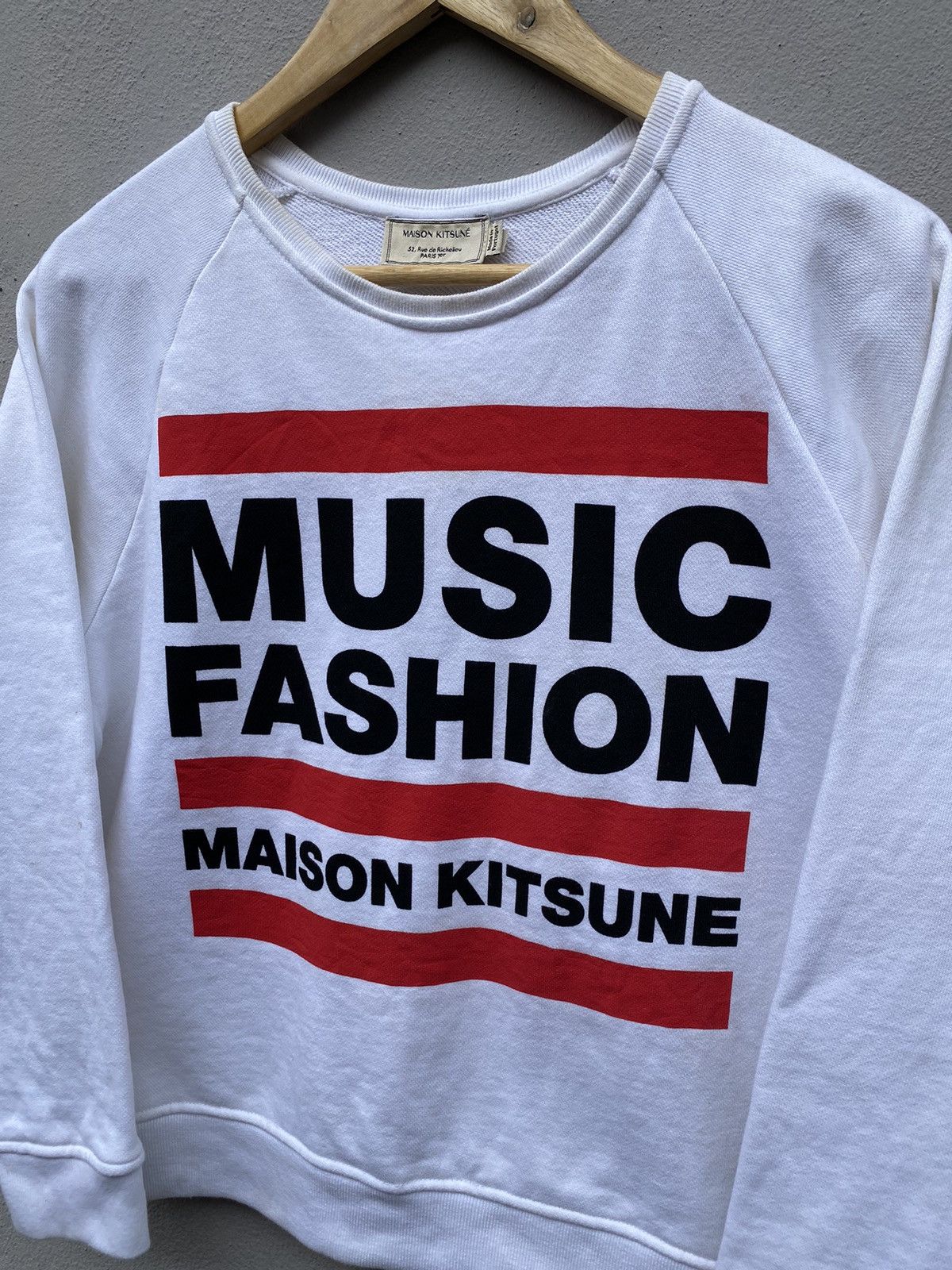 Designer × Maison Kitsune Music Fashion by MAISON KITSUNE White Sweatshirt Jumper Size M / US 6-8 / IT 42-44 - 7 Thumbnail
