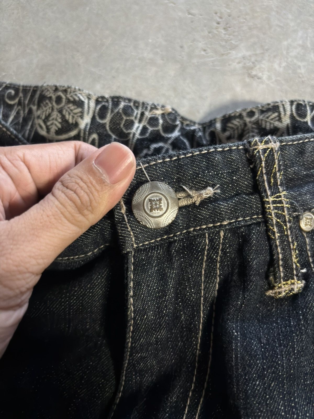 Japanese Brand GUMU buddha hindu japanese denim sukajan karakuri tamashii Size US 30 / EU 46 - 4 Thumbnail