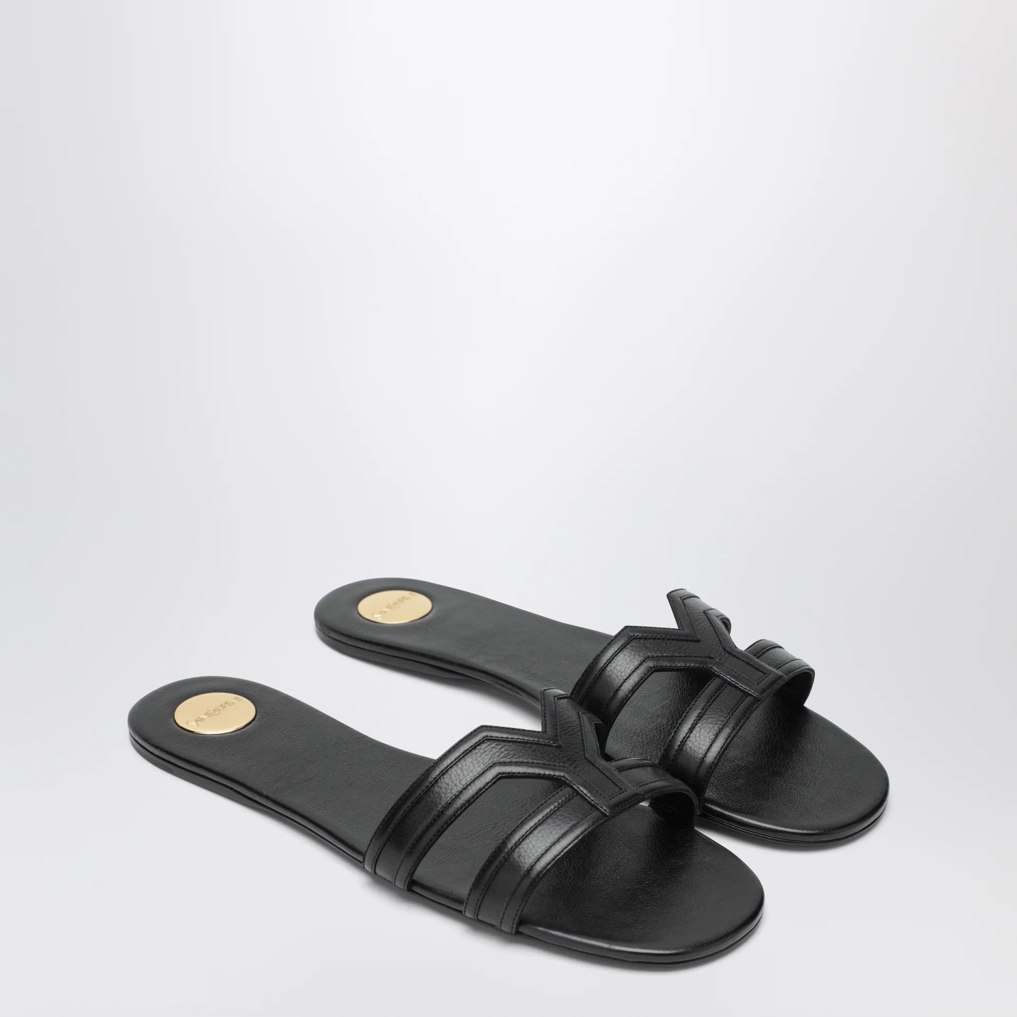 Saint Laurent Paris o1d2blof0526 Leather Sandals Flats in Black Size US 10 / IT 40 - 2 Thumbnail