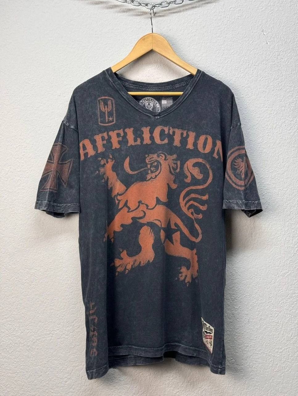 Affliction × Vintage Affliction Double Skull Tee Vintage Black Size US XL / EU 56 / 4 - 3 Thumbnail