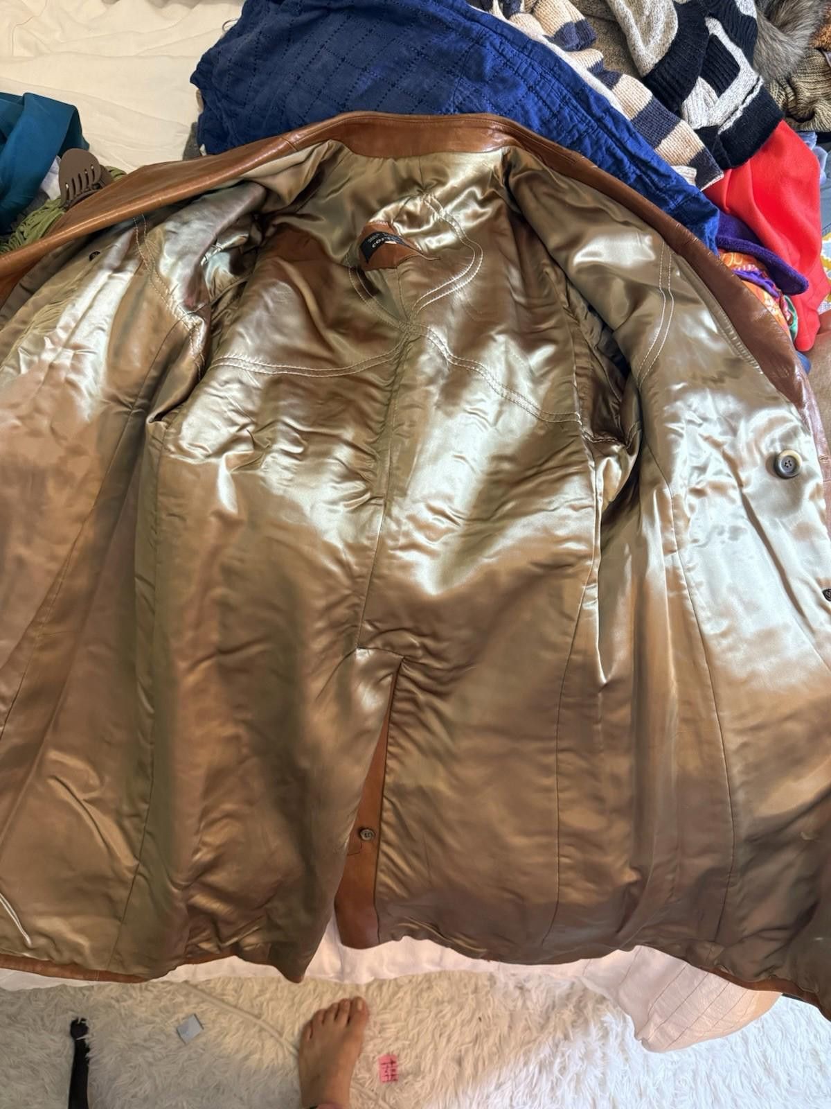 American Trench Cortefiel Brown Leather Trench Size US M / EU 48-50 / 2 - 4 Thumbnail