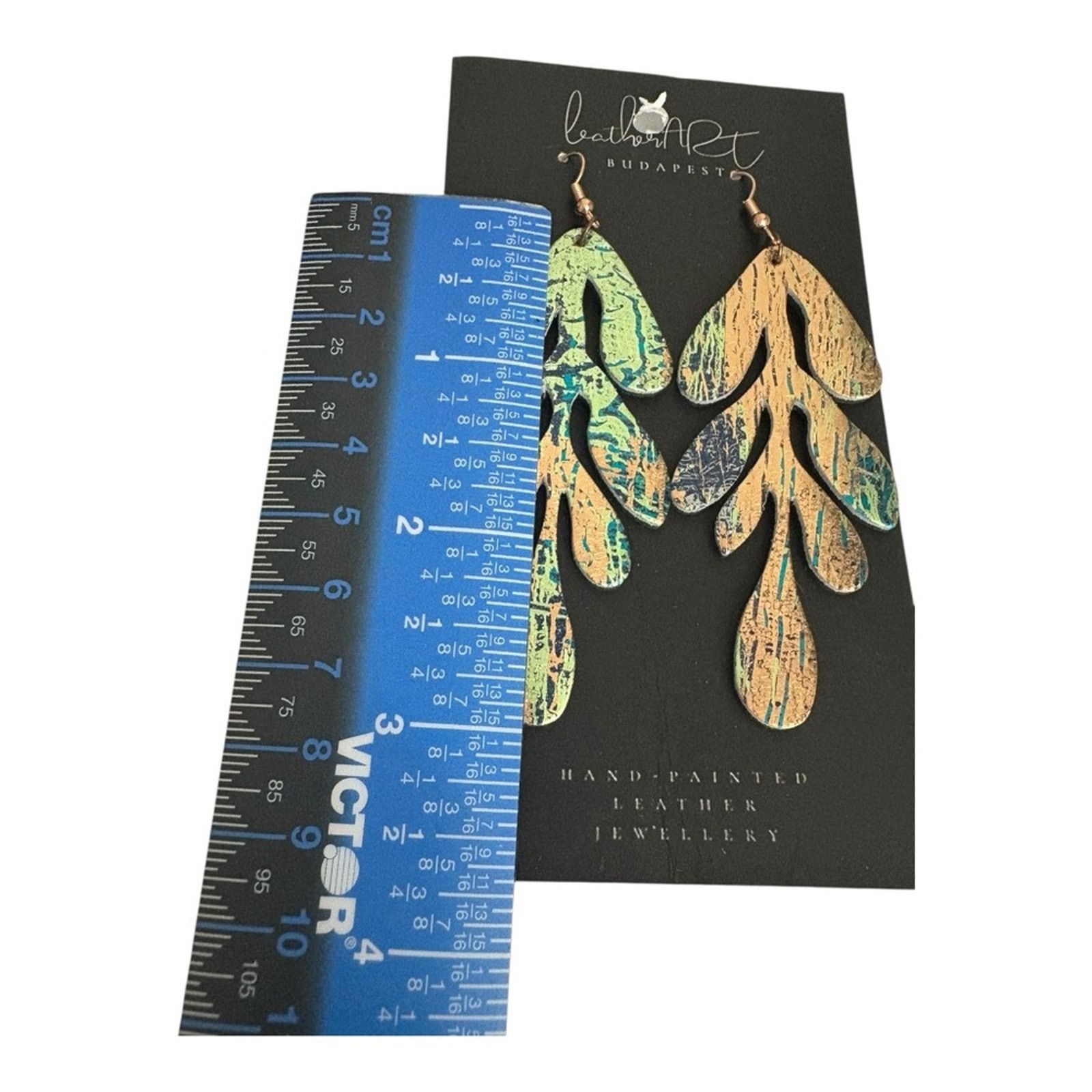 Other European NEW Hand-Painted Leather Hook Earrings Size ONE SIZE - 2 Thumbnail