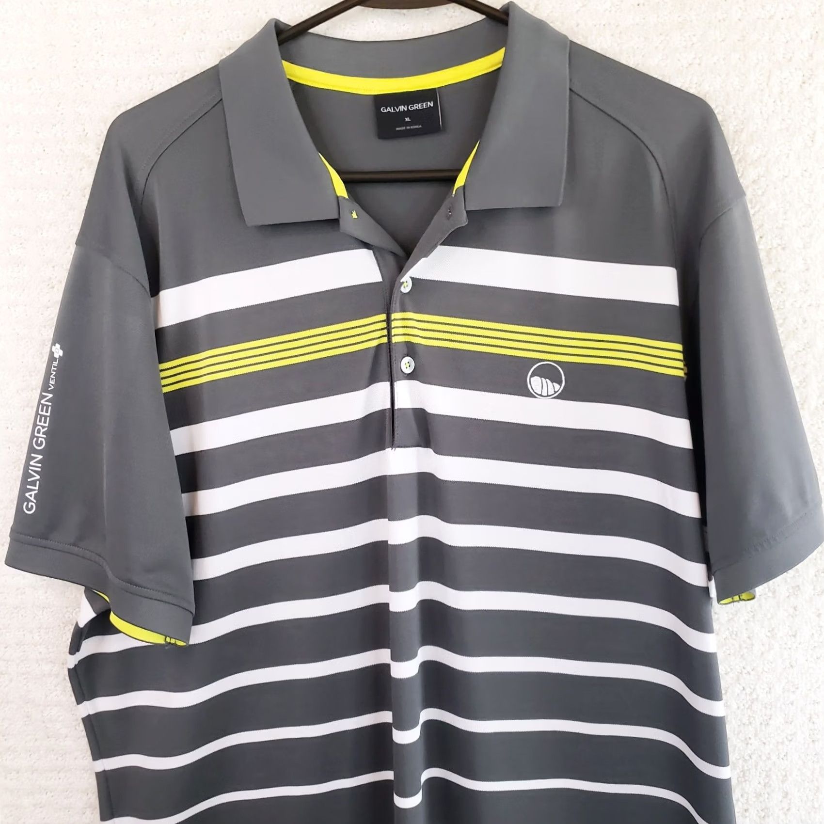 Galvin Green Galvin Green Ventil Golf Polo Men's XL Gray White Green Striped Stretch Shirt Size US XL / EU 56 / 4 - 2 Thumbnail