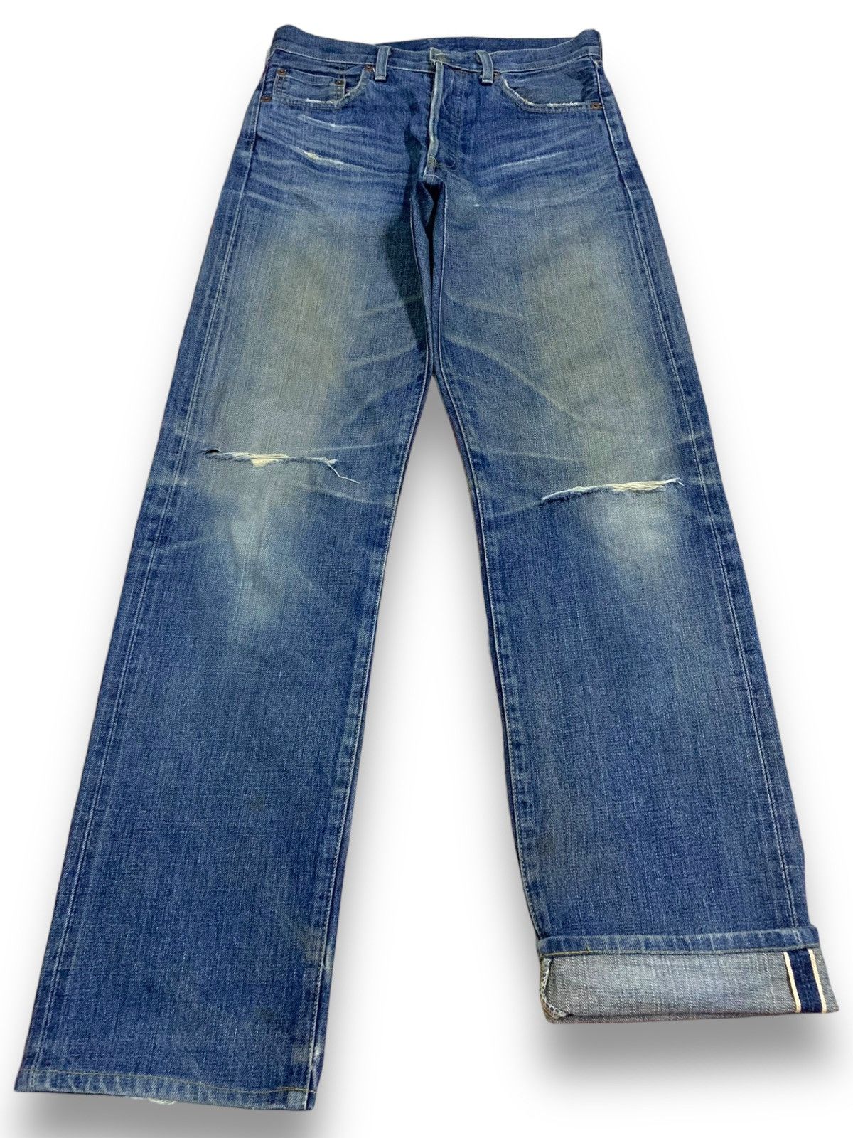 image of Distressed Denim x Levis Vintage 90's Levis 503B-Xx Selvedge Big E Japan Jeans in Blue (Size 30)