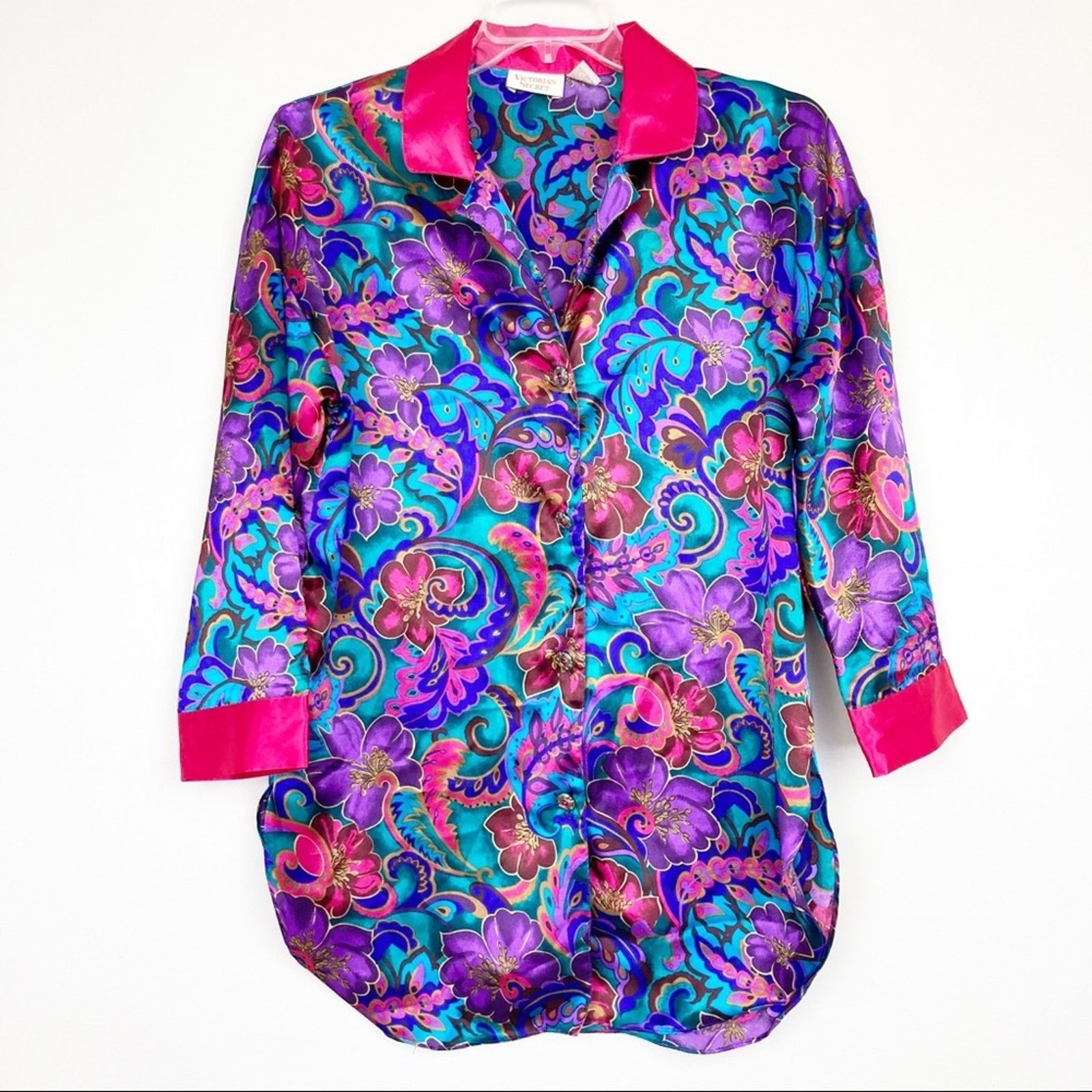 Victoria's Secret Vintage Gold Label Victoria's Secret Purple Floral Top Sz S Size S / US 4 / IT 40 - 7 Thumbnail