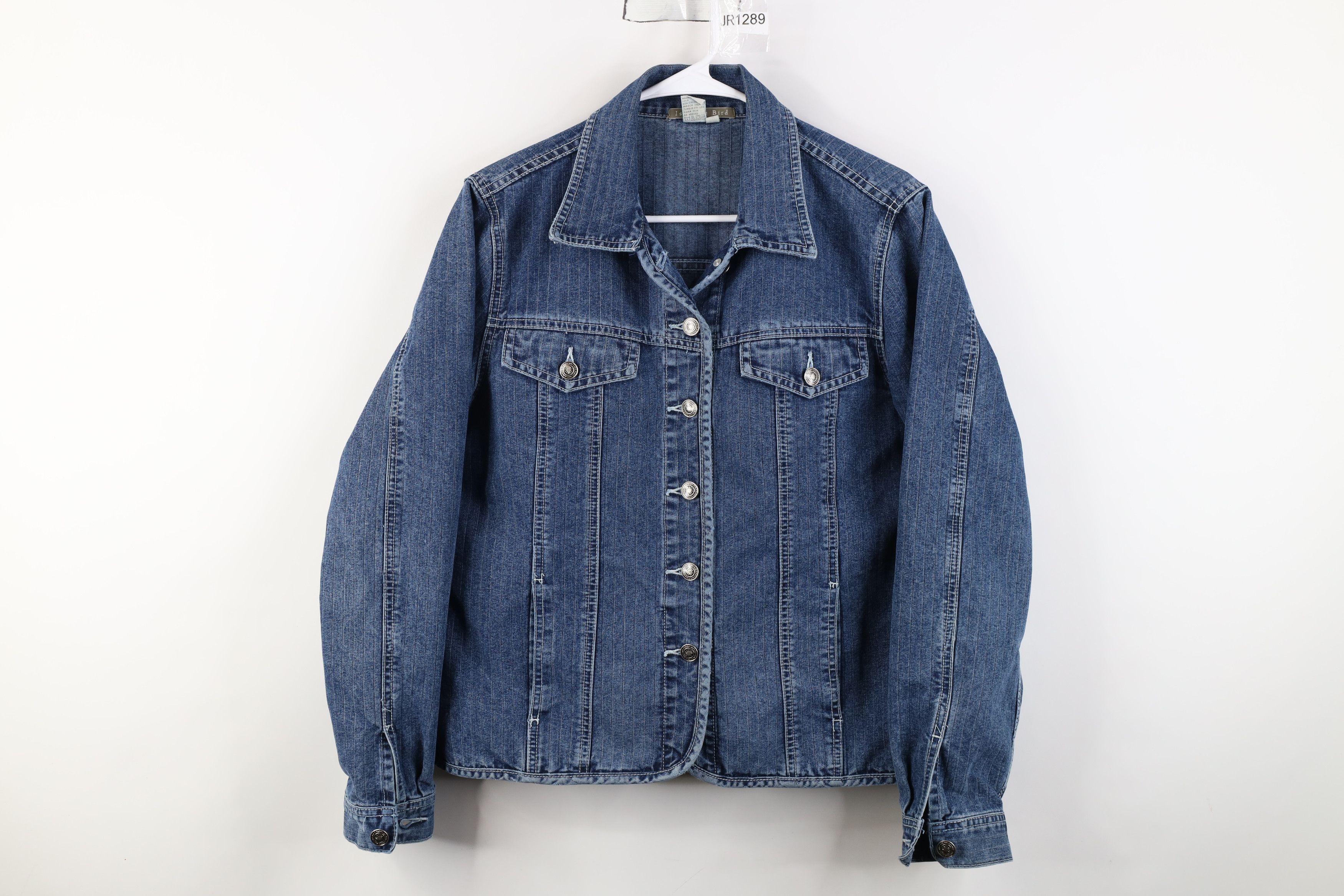 Vintage 90s Y2K Streetwear Striped Denim Trucker Jacket