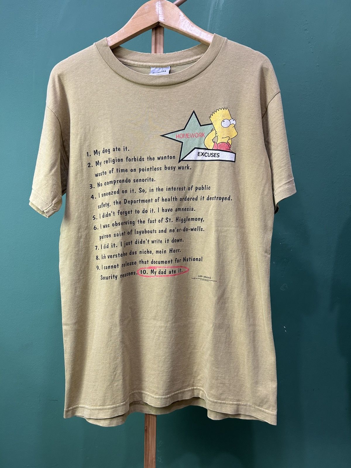 The Simpsons The Simpsons Bart Homework Excuses Stanley Desantis 1998 Size US M / EU 48-50 / 2 - 1 Thumbnail