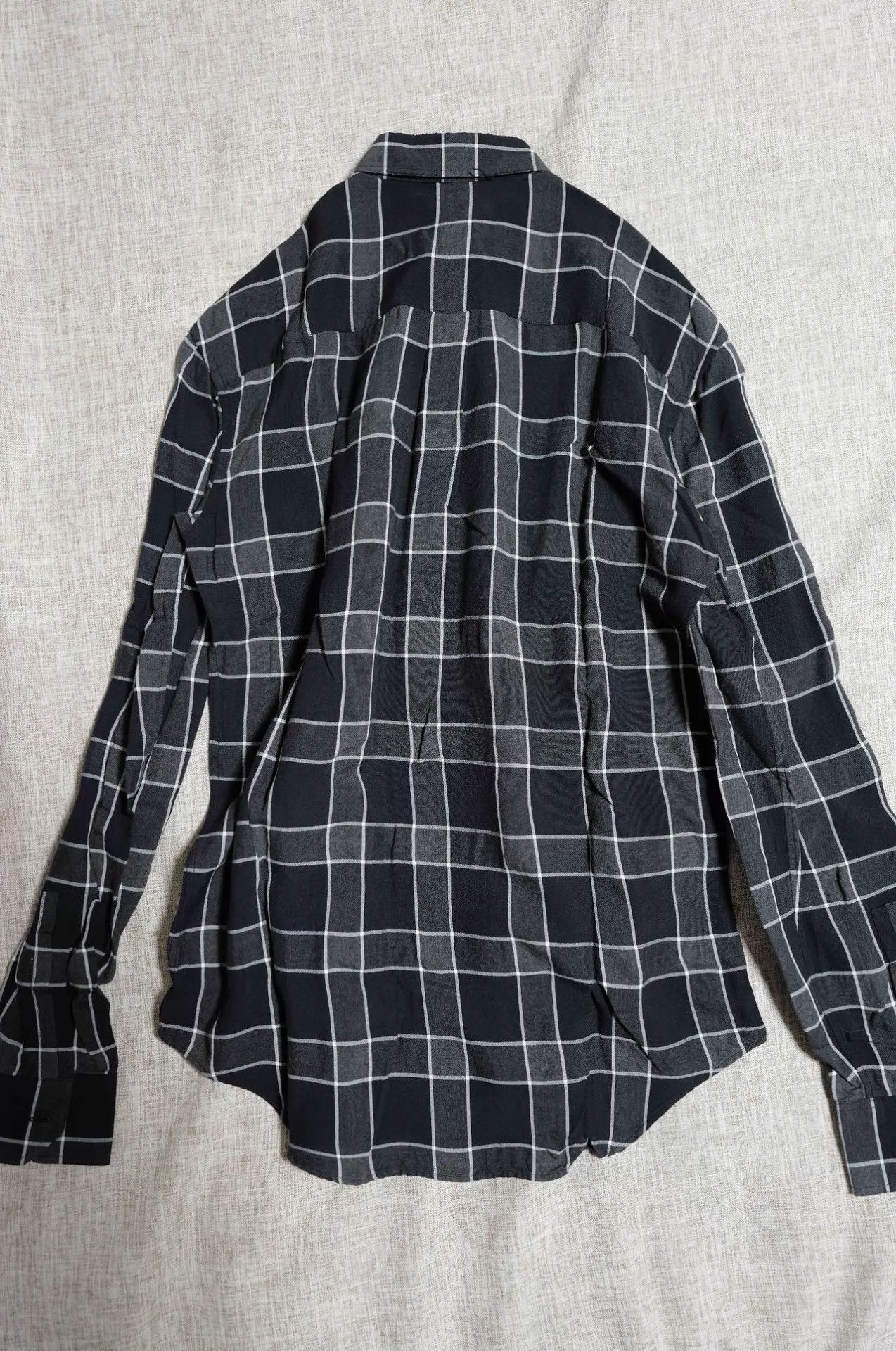 Saint Laurent Paris SLP 16SS Black Gray Check Distressed Shirt Size US S / EU 44-46 / 1 - 2 Thumbnail