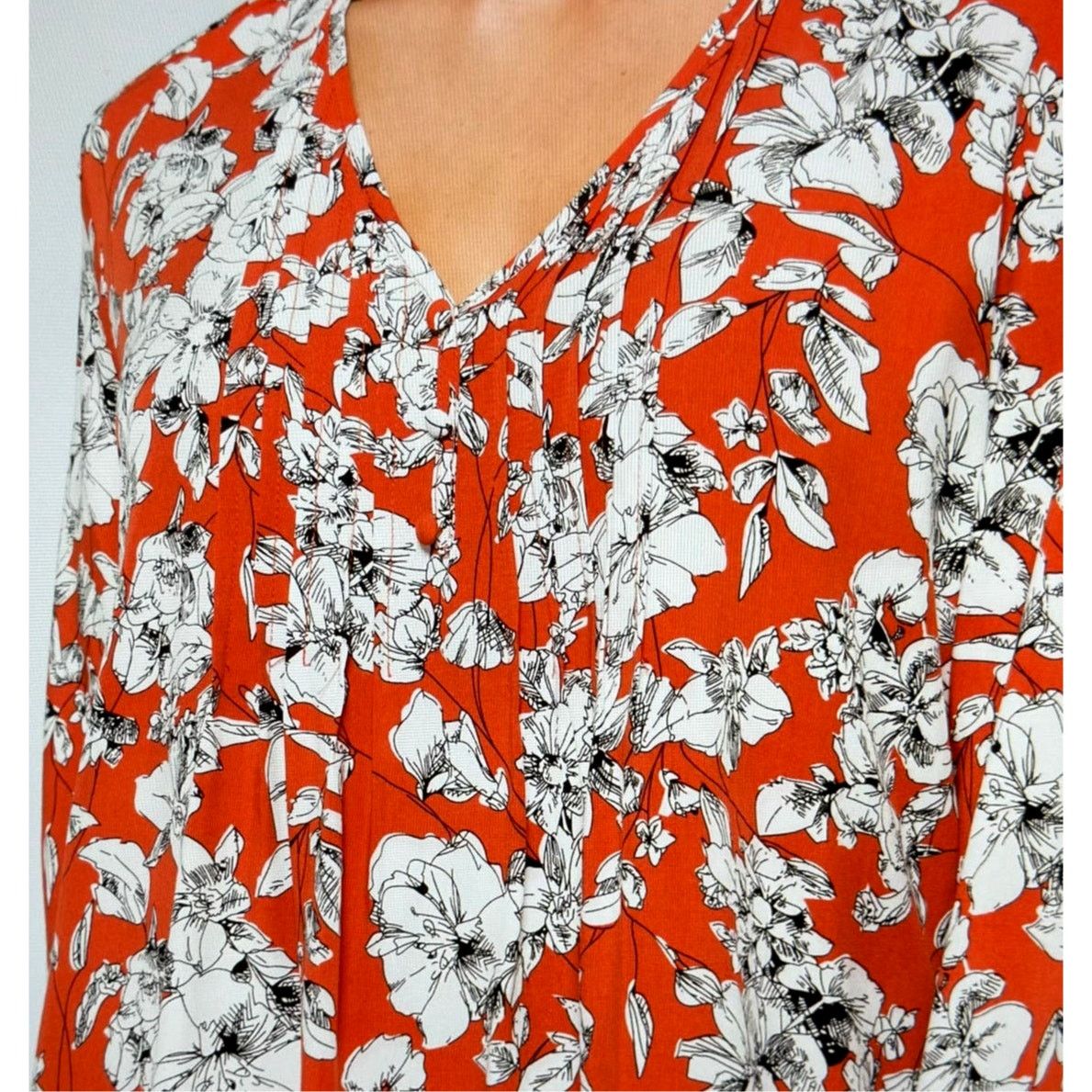 Other Fun2Fun Maley Pleated Detail Blouse Rust/Cream size M Size M / US 6-8 / IT 42-44 - 6 Thumbnail