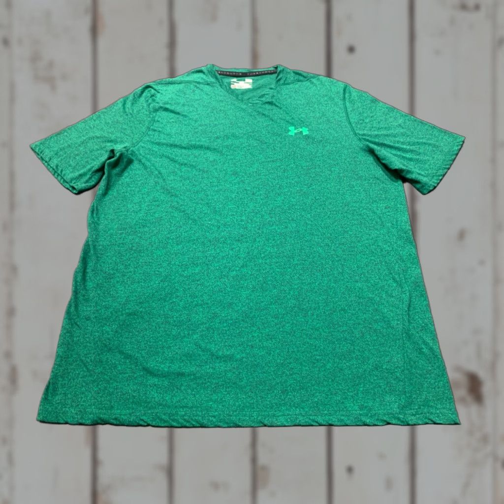 Under Armour Under Armour Threadborne Heat Gear Men's Green V Neck T-Shirt Large Loose Fit Mens Size US L / EU 52-54 / 3 - 1 Thumbnail