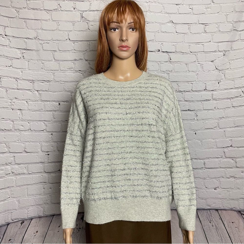 Nordstrom NWT New Nordstrom Grey Metallic Stripe Sweater Size M Size M / US 6-8 / IT 42-44 - 3 Thumbnail