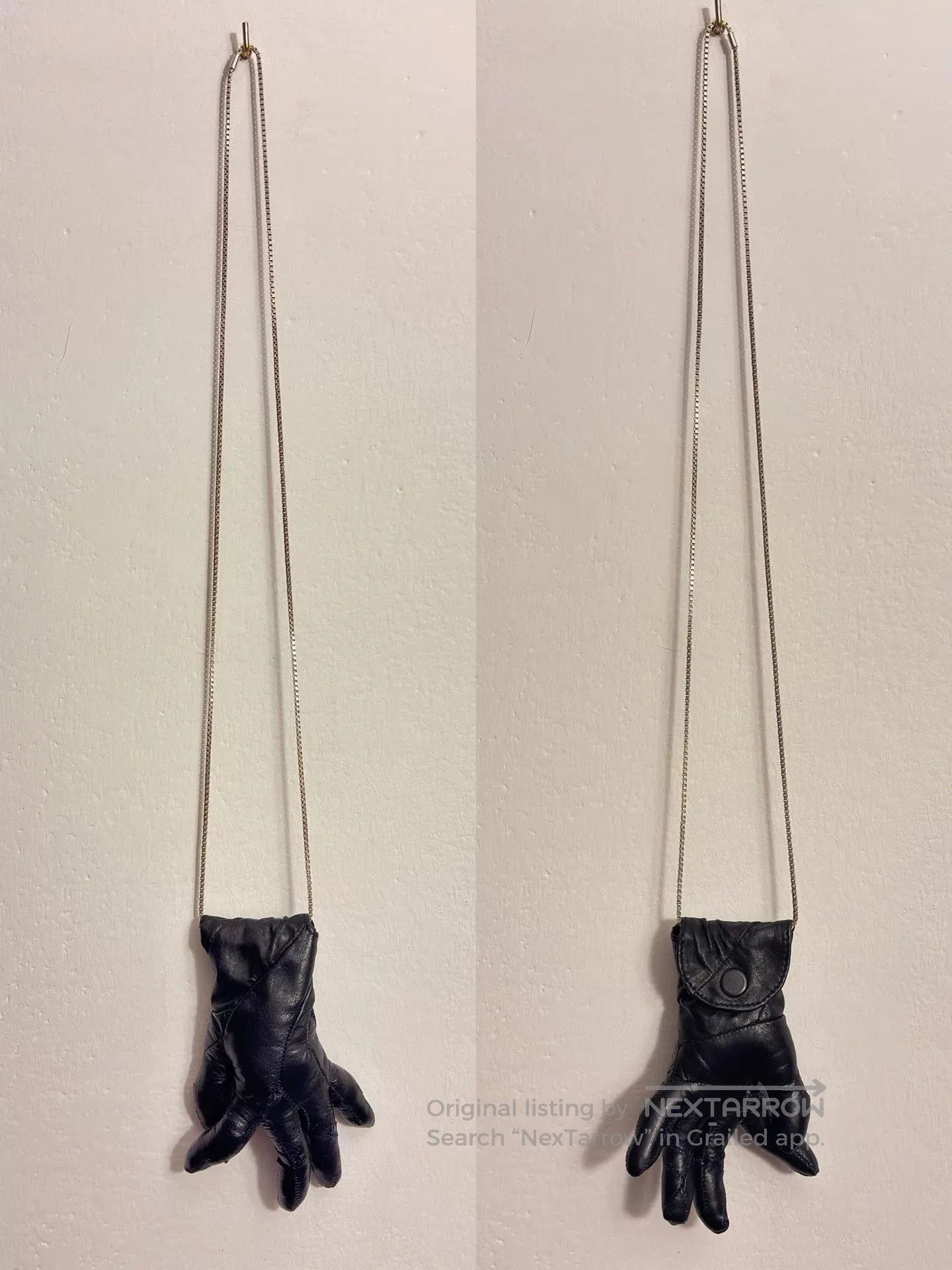 Leon Emanuel Blanck black leather avant-garde glove necklace bag. Size ONE SIZE - 3 Thumbnail