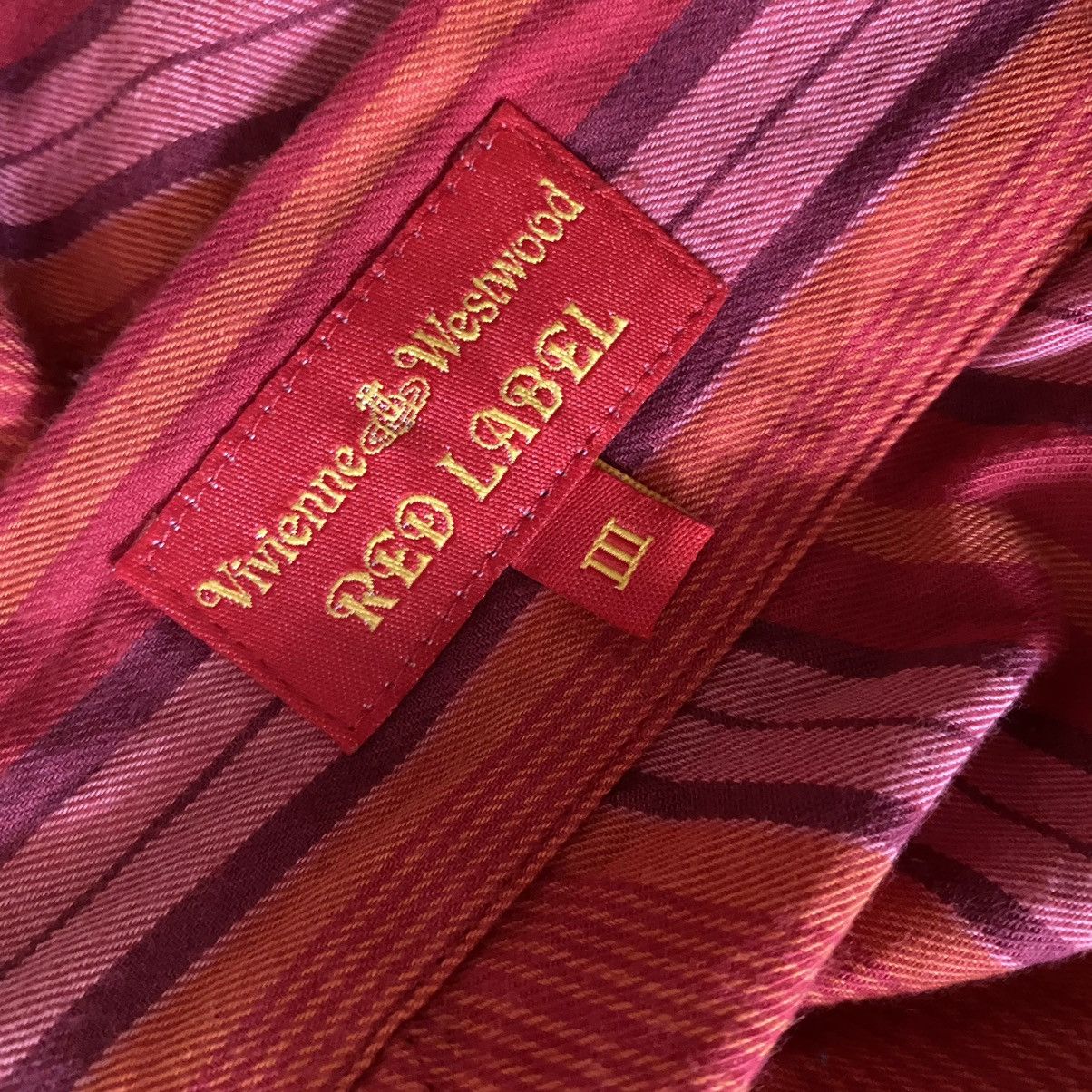 Vintage × Vivienne Westwood Vintage AW00 Red Striped Asymmetric Blouse Size L / US 10 / IT 46 - 7 Thumbnail