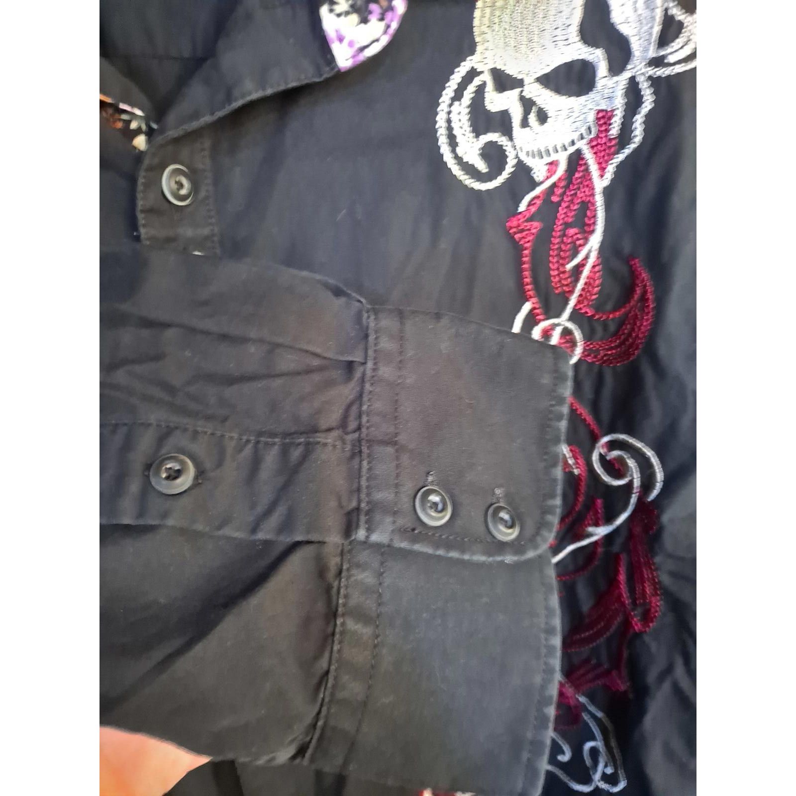 Other Rock Roll N Soul Black Button Up Shirt with Embroidered Skul Size US L / EU 52-54 / 3 - 7 Thumbnail