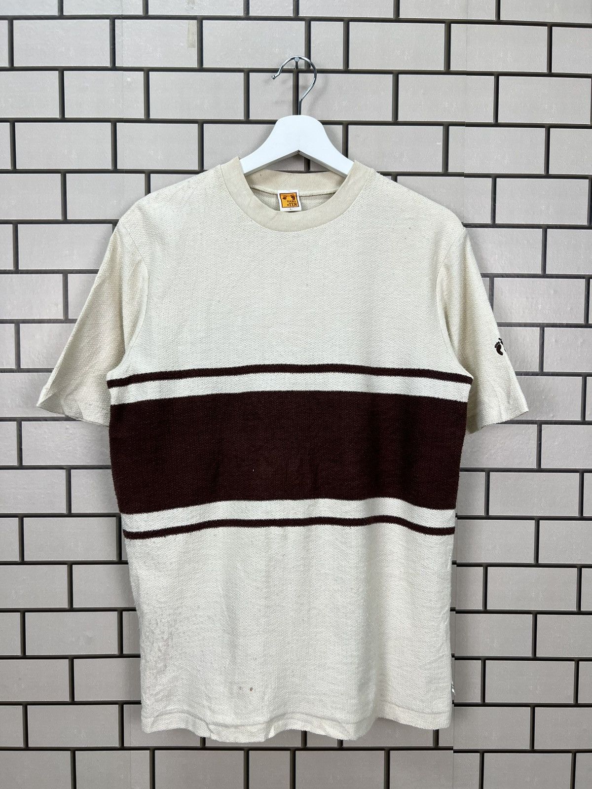 image of Vintage Hang Ten Surfing Tee Size L in Cream, Men's