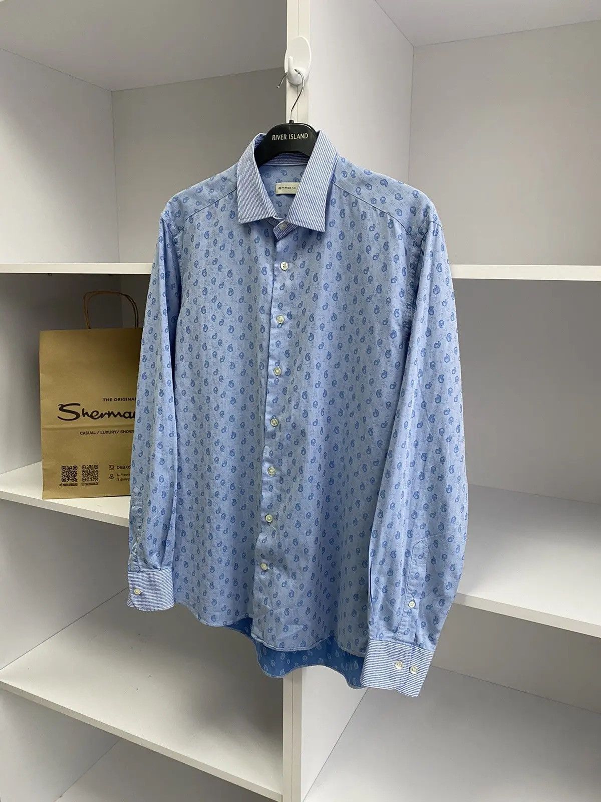 Designer × Etro × Vintage Vintage Etro Blue Luxury Denim Shirt Size US M / EU 48-50 / 2 - 3 Thumbnail