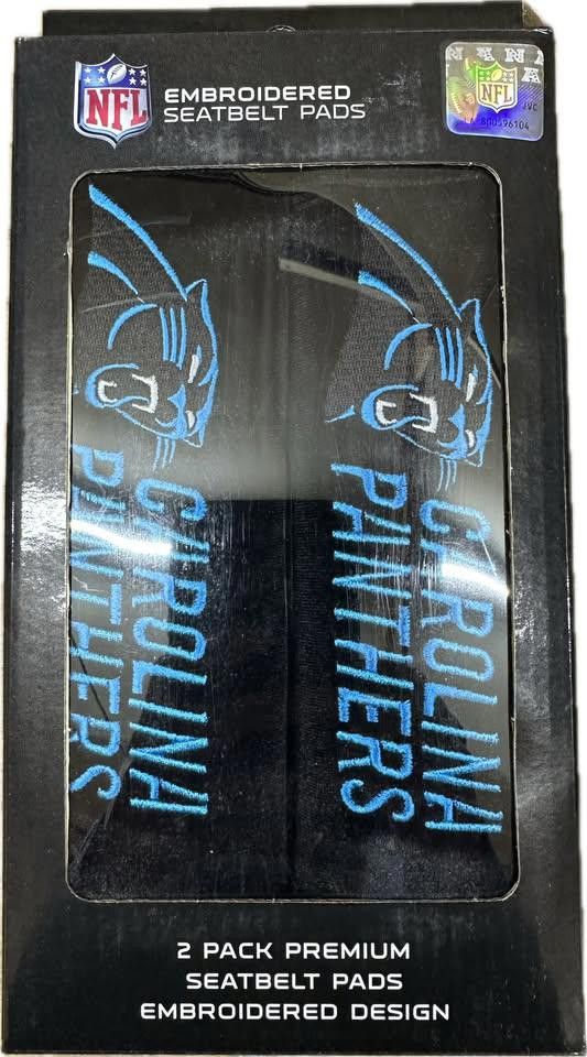 Designer Carolina Panthers Seat Belt Pad Cover Embroidered Size ONE SIZE - 1 Thumbnail