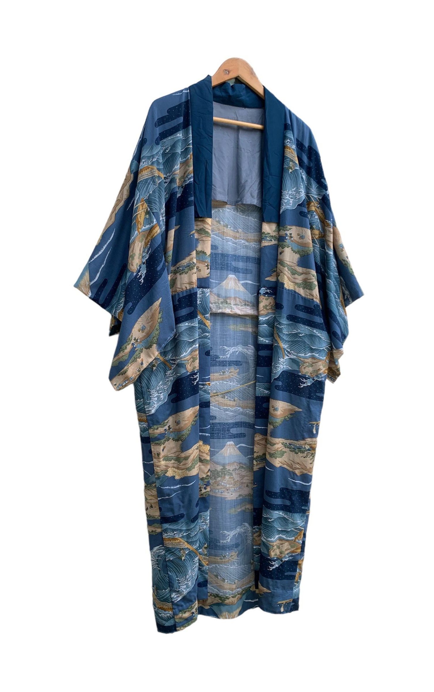 Komono Kimono Japanese Coastal Village Scane Design Size US L / EU 52-54 / 3 - 2 Thumbnail