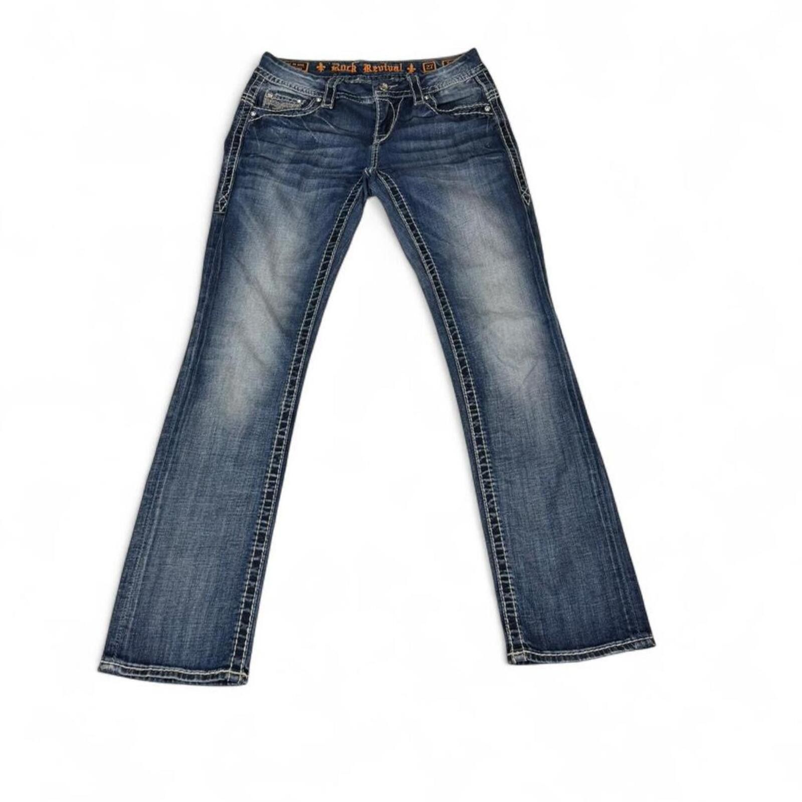 Rock Revival Rock Revival slim fit jeans with rhinestone embellishments Size 29" - 3 Thumbnail