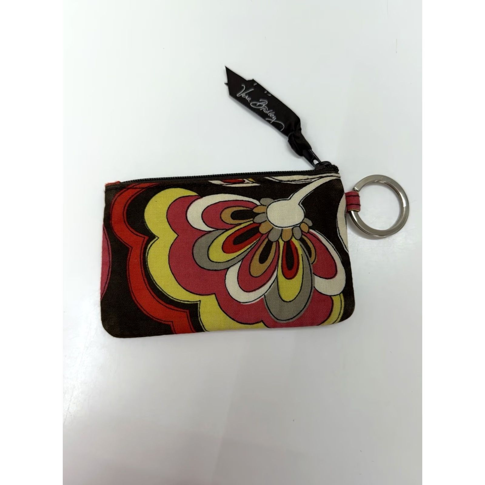 Vera Bradley Vera Bradley Wallet Zip ID Brown Floral Quilted Rectangular Key Ring Women Size ONE SIZE - 3 Thumbnail