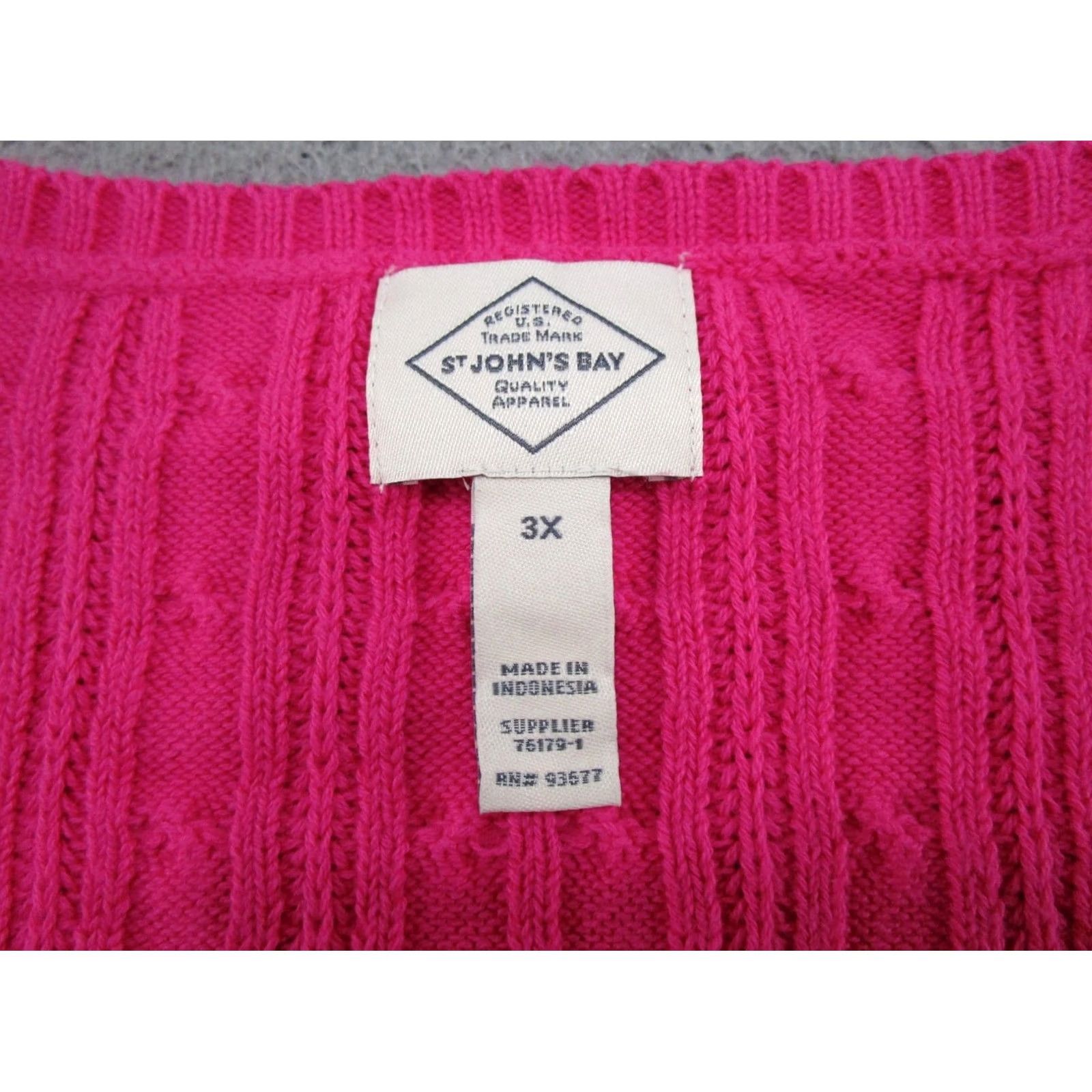 Vintage St. John's Bay Sweater Pullover Womens Pink Cable Knit 3X Plus Size Winter Fall Spring Body Knit Regular Wom en Girls Mens Size XXL / US 16-18 / IT 52-54 - 4 Thumbnail