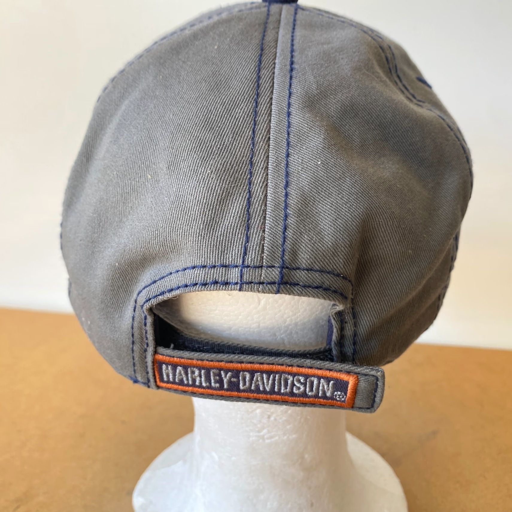 Harley Davidson Harley Davidson Strapback Hat Aviator Skull Wings Patch Blue Gray Orange One Size Unisex Adults Baseball Cap Size ONE SIZE - 4 Thumbnail