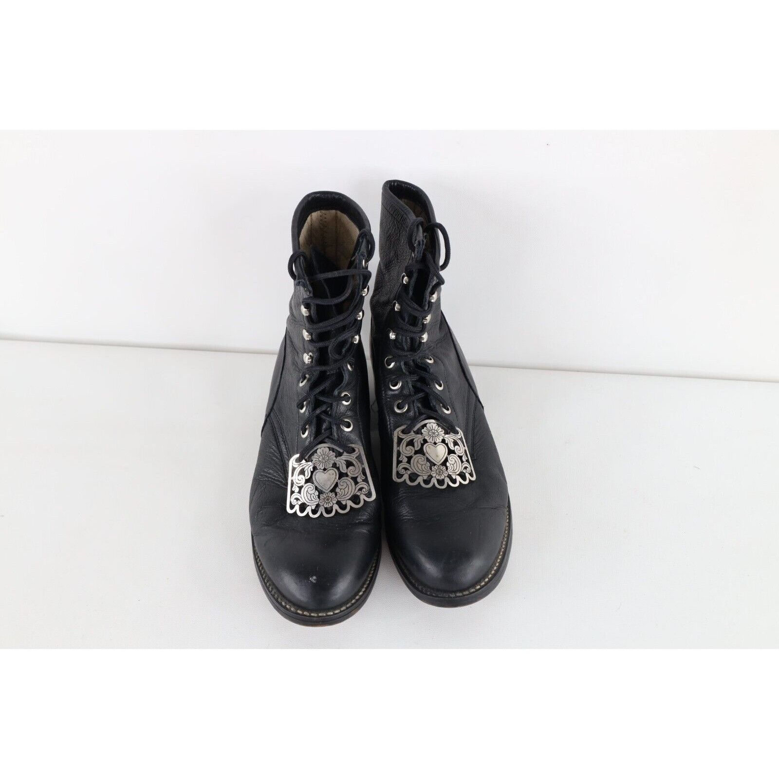 Vintage Vintage 90s Streetwear Fringed Heart Flower Metal Boots Size US 6 / IT 36 - 2 Thumbnail