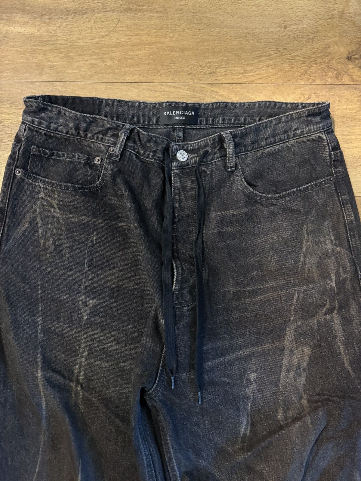Balenciaga Mud Show brown/black bleached distressed baggy jeans Size US 30 / EU 46 - 2 Thumbnail
