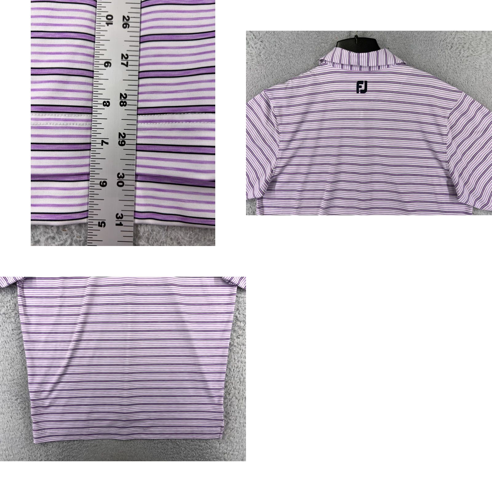 Footjoy FootJoy Polo Shirt Mens Large Purple Stripe 100% Polyester Polo Shirt Golf Outdoor Size US L / EU 52-54 / 3 - 9 Thumbnail