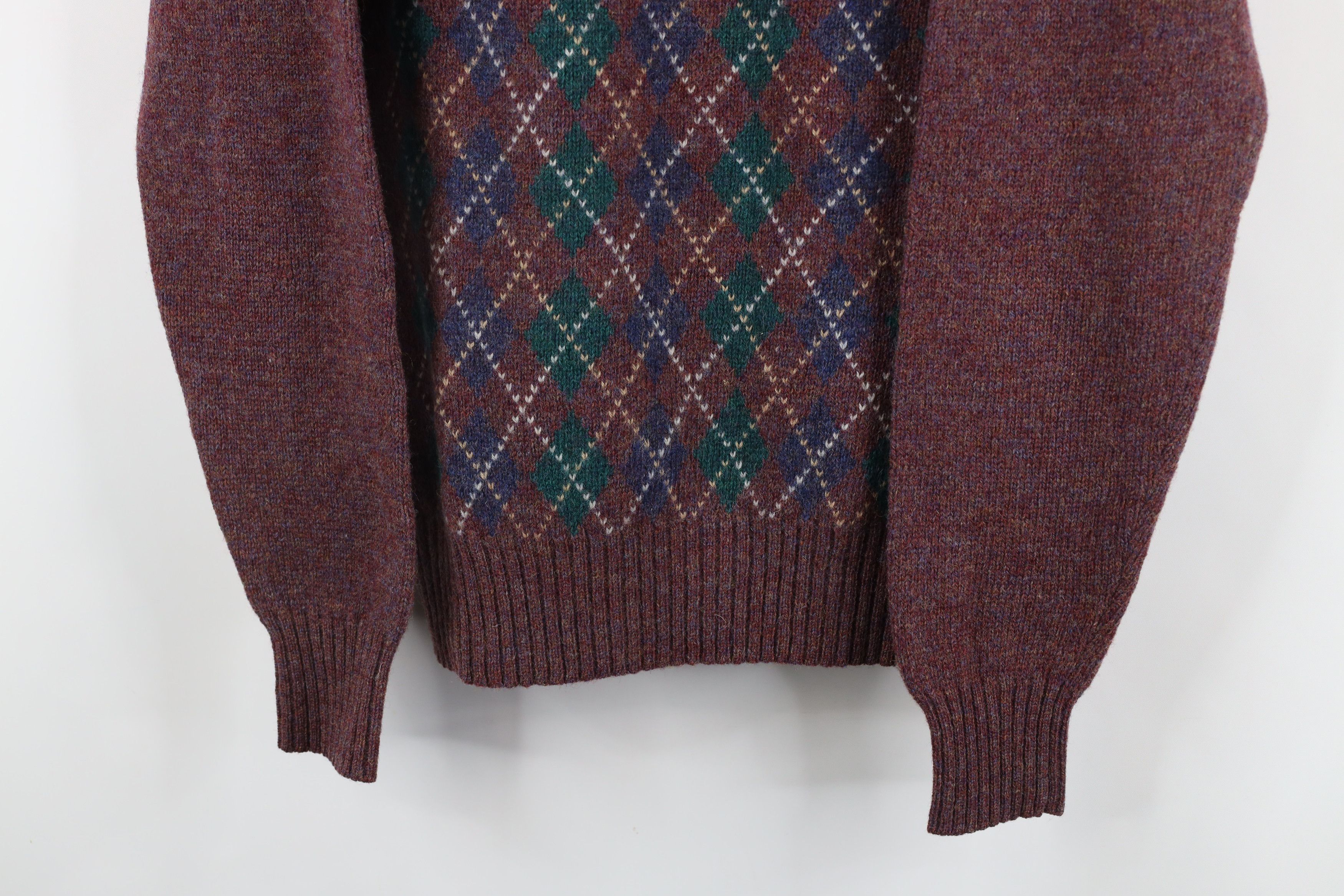 Vintage Vintage 70s Streetwear Wool Knit Argyle Diamond Sweater Size M / US 6-8 / IT 42-44 - 3 Thumbnail