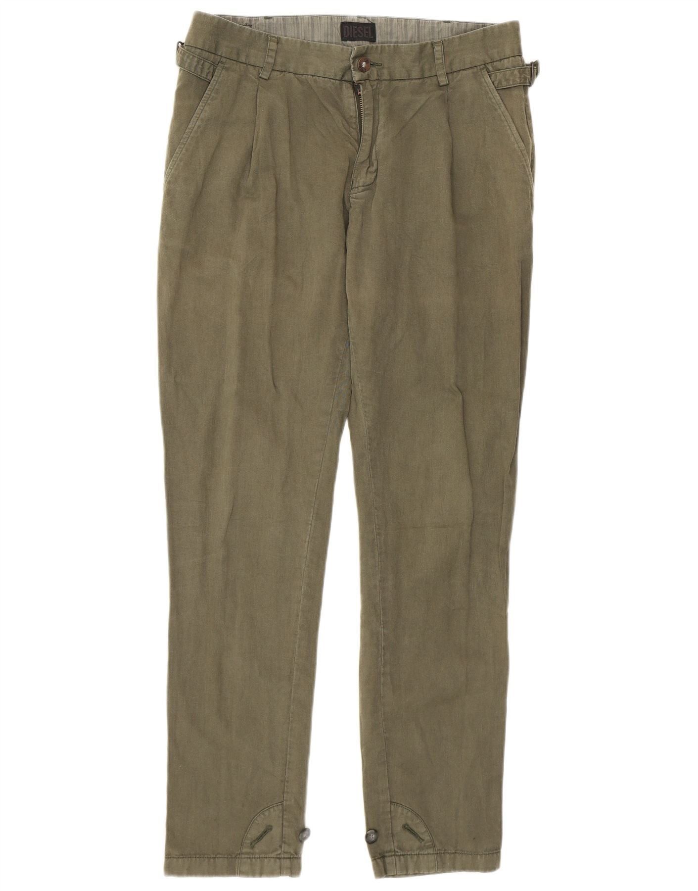 Diesel Womens Slim Chino Trousers W27 L29 Green Cotton Size 42" / US 20 - 1 Thumbnail