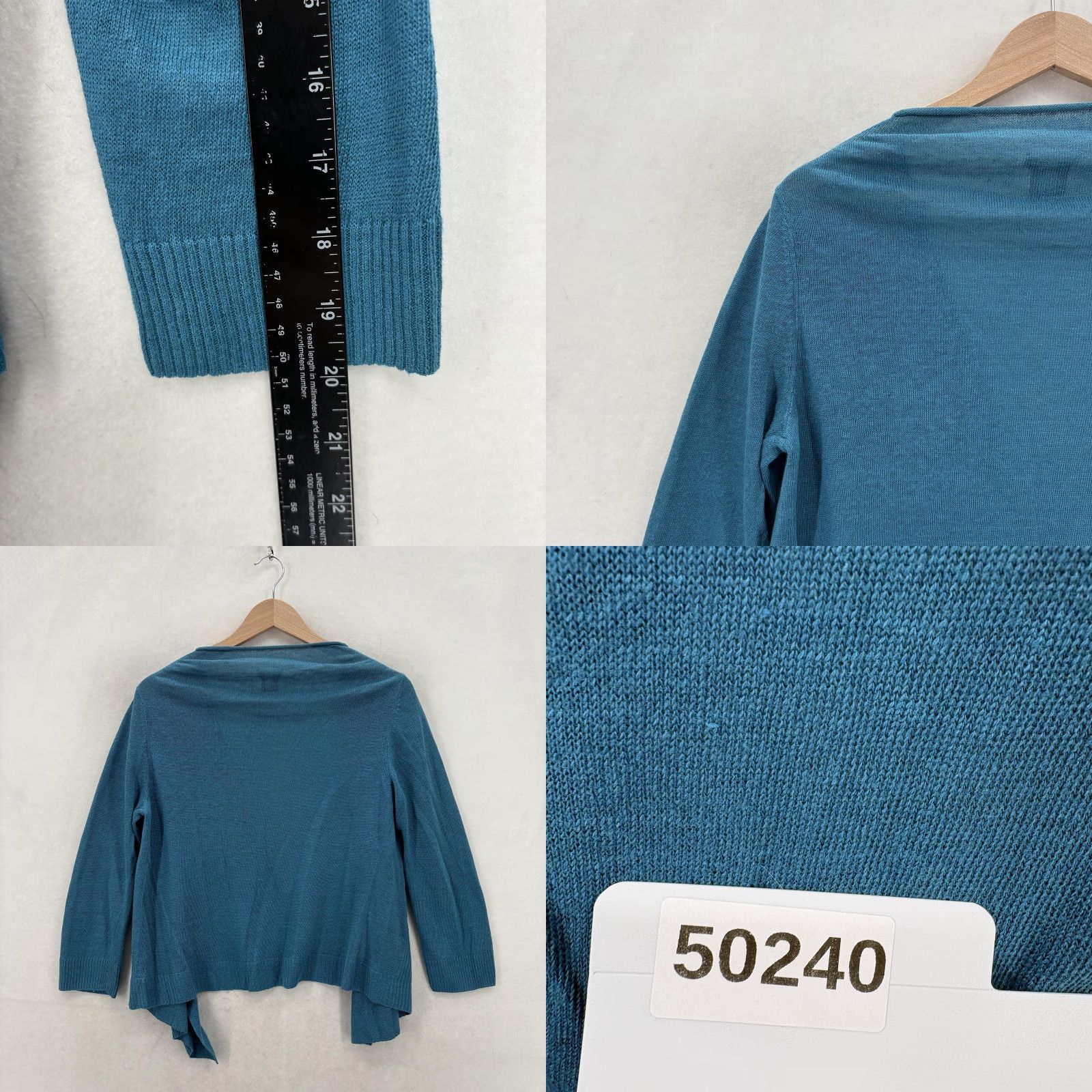 Vintage Lafayette 148 New York Cardigan Sweater Womens M Blue Linen Open Pockets Knit V-Neck 3/4 Sleeve Casual Lightweight Size M / US 6-8 / IT 42-44 - 8 Thumbnail